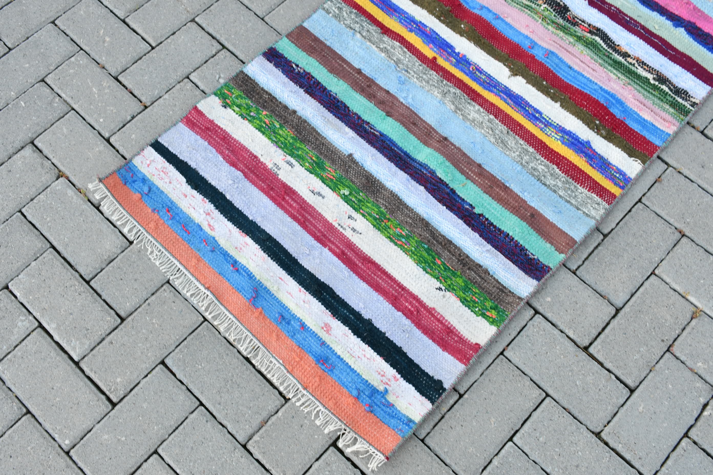 Wool Rug, 2.3x5.1 ft Small Rugs, Kitchen Rug, Kilim, Distressed Rug, Vintage Rugs, Turkish Rug, Rainbow Wool Rugs, Cool Rugs, Nursery Rug