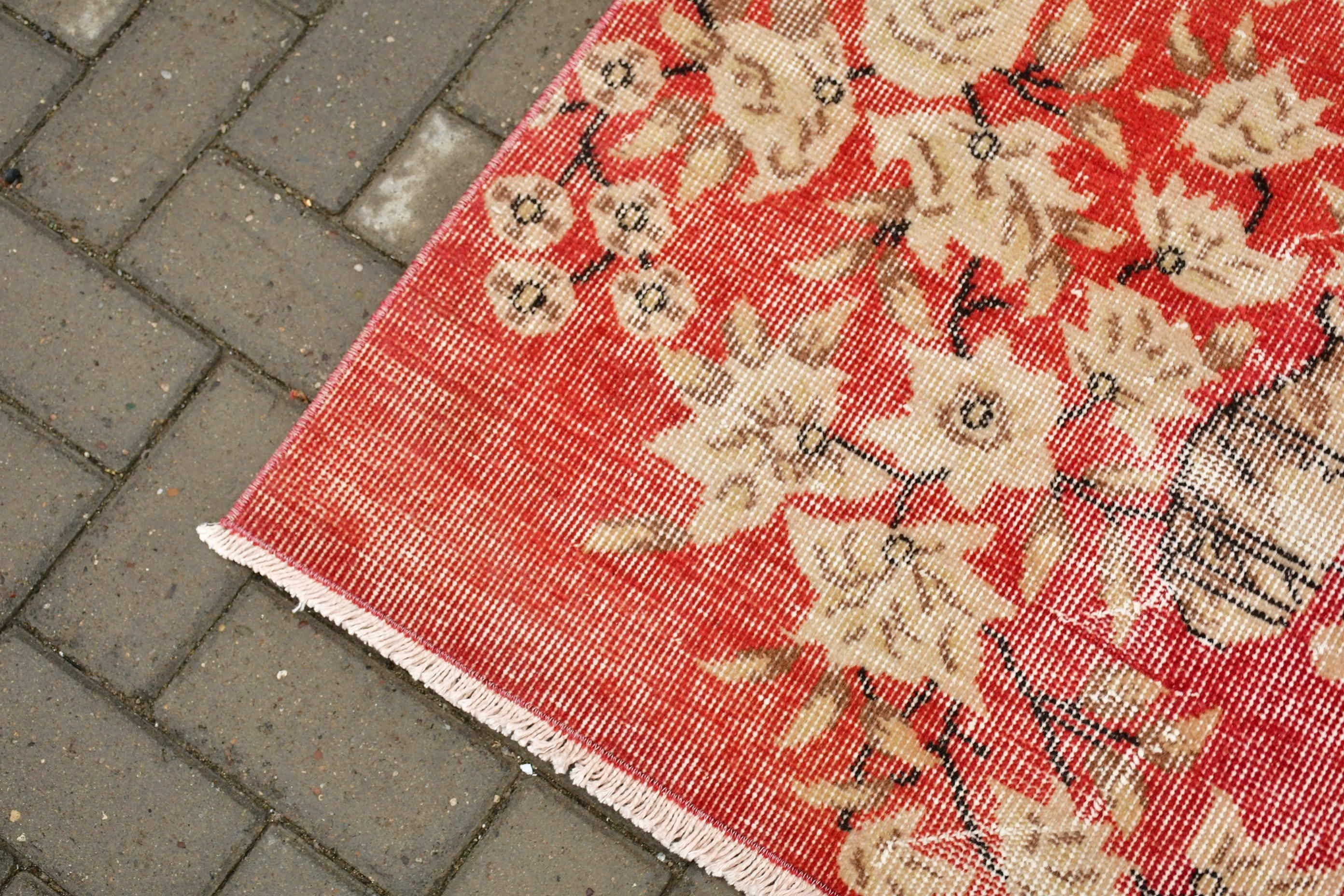 Dining Room Rug, 5x8.7 ft Large Rug, Kitchen Rug, Vintage Rugs, Turkish Rug, Red Bedroom Rug, Salon Rug, Boho Rug, Art Rug, Home Decor Rug