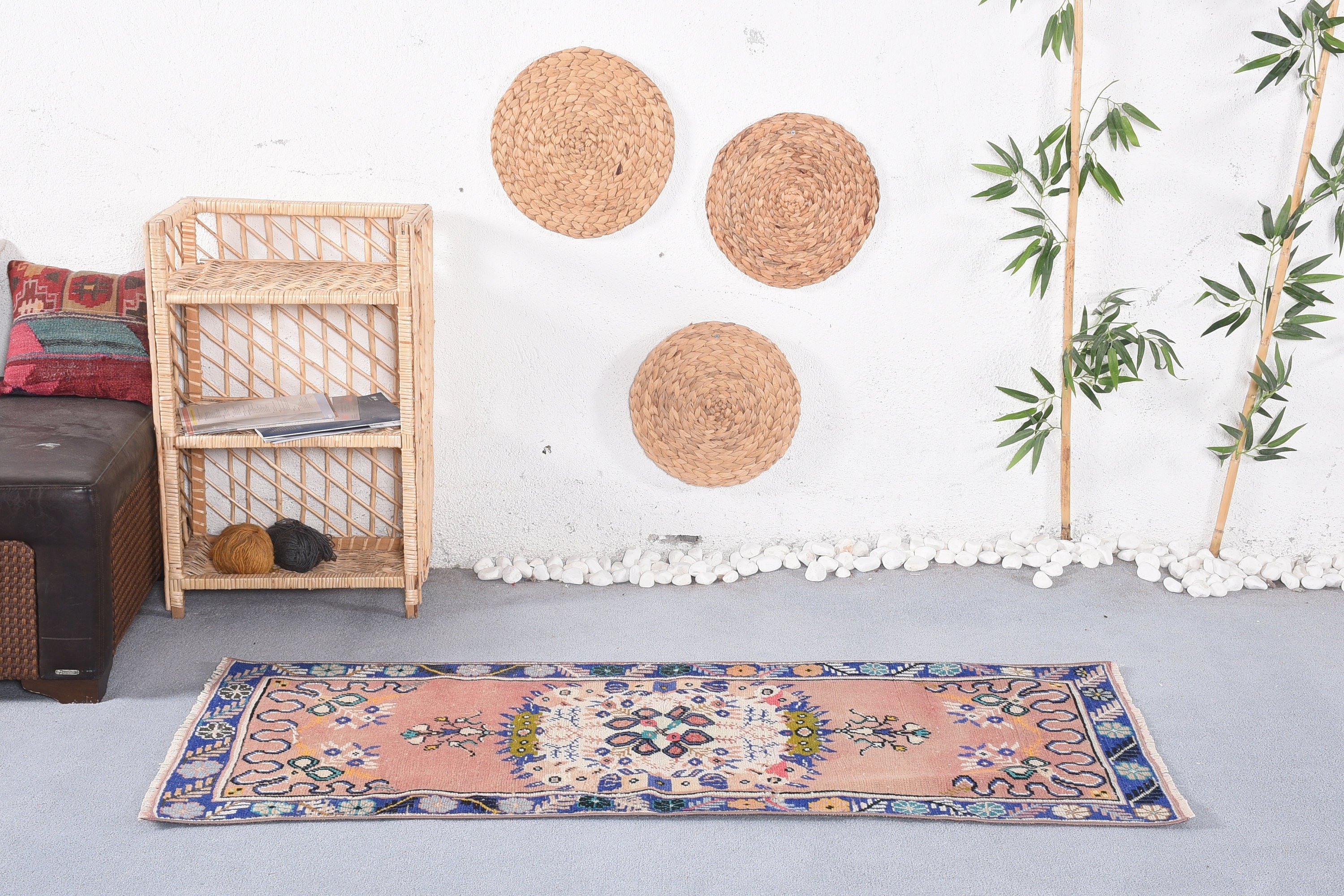 Moroccan Rug, Vintage Rugs, Rugs for Bedroom, Entry Rug, Door Mat Rug, Blue Floor Rugs, Turkish Rug, 2.6x5.4 ft Small Rugs, Anatolian Rugs