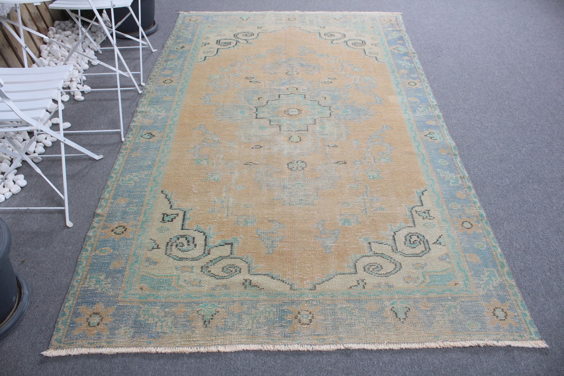 5.2x8.4 ft Large Rugs, Vintage Rug, Orange Moroccan Rugs, Turkish Rug, Bedroom Rug, Art Rug, Dining Room Rug, Anatolian Rug