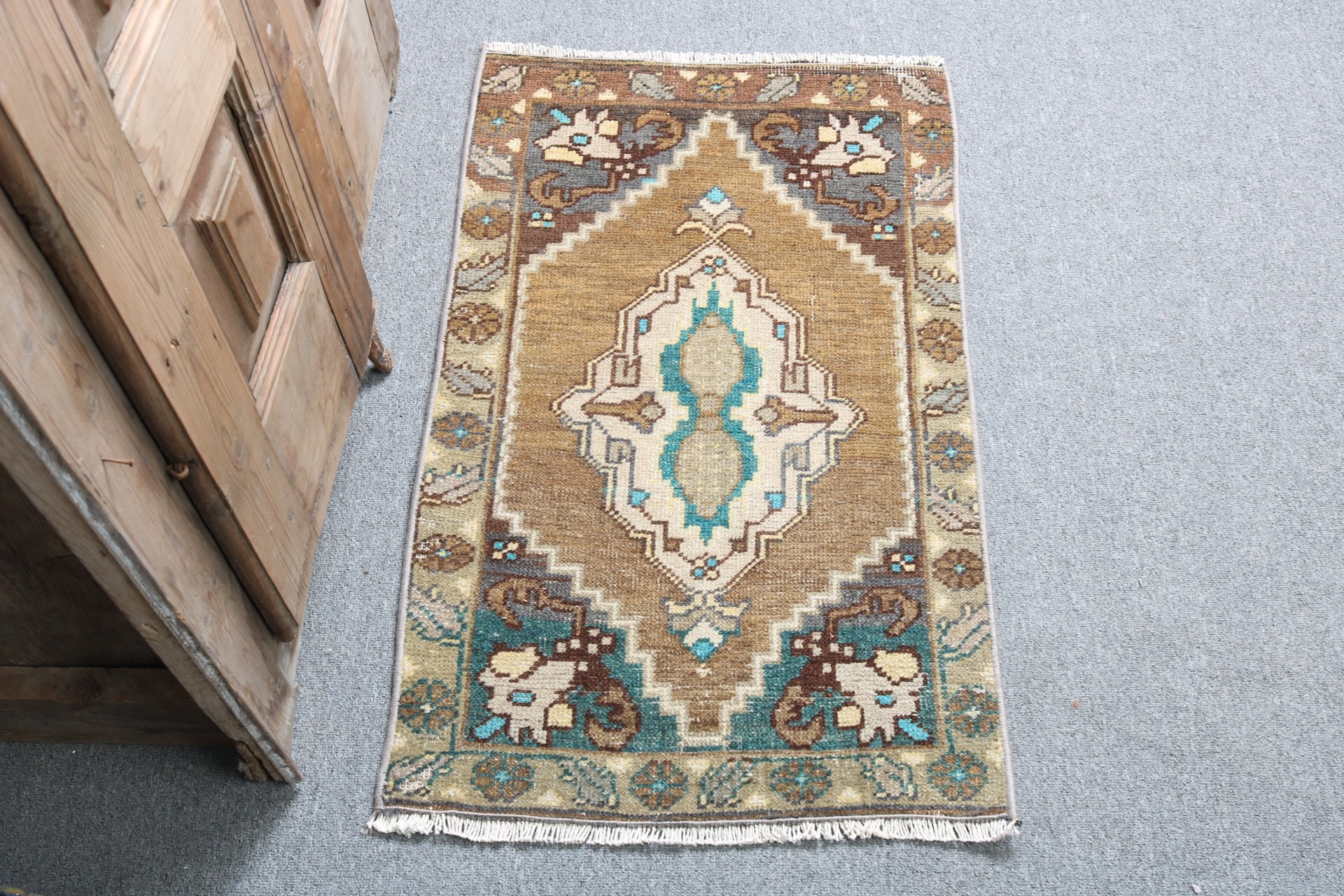 Geometric Rugs, Turkish Rug, Bedroom Rugs, Rugs for Entry, Brown Kitchen Rugs, Vintage Rug, Bath Rugs, Nursery Rugs, 1.7x2.9 ft Small Rugs