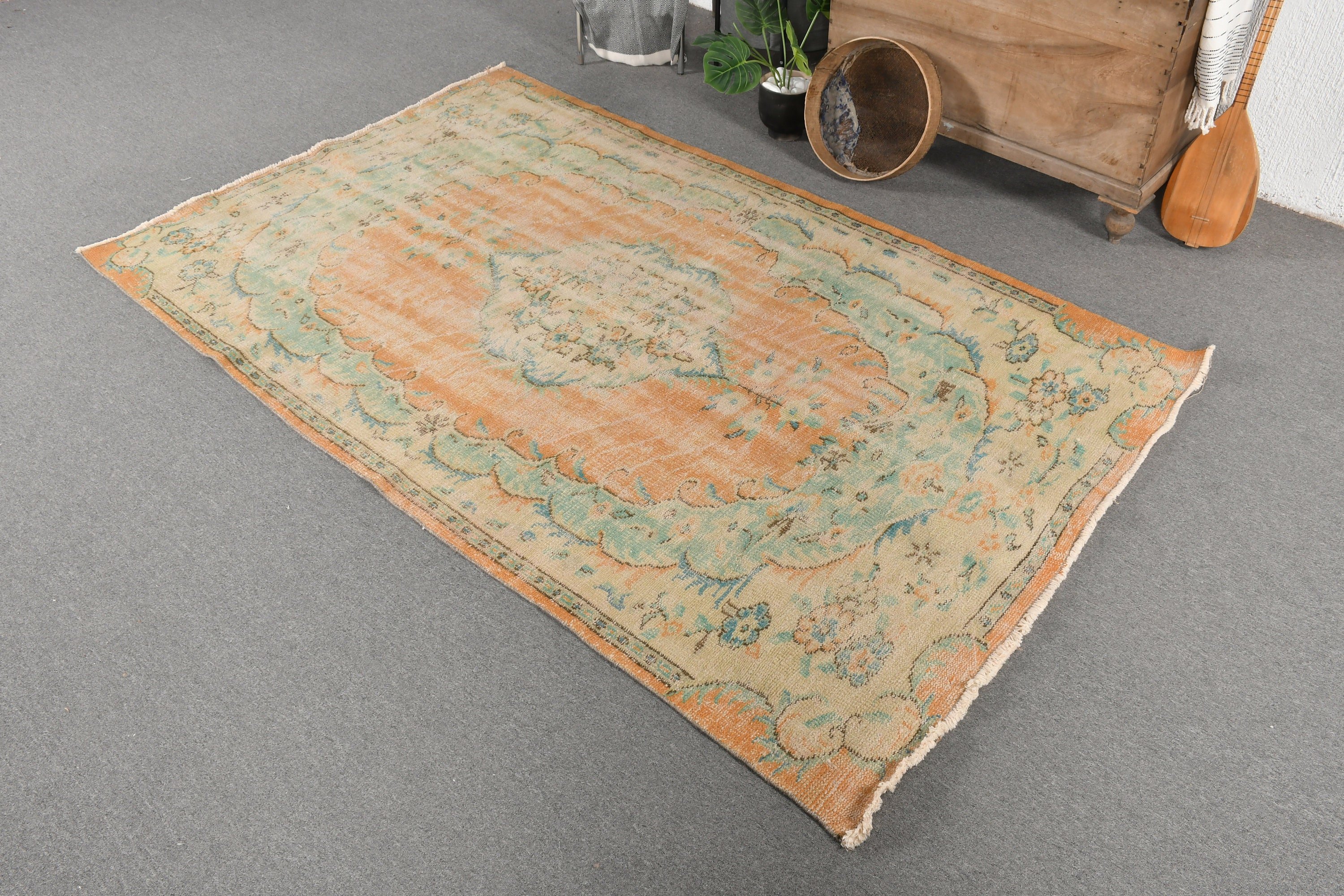 Cool Rugs, Oriental Rug, 5.1x8.3 ft Large Rug, Orange Cool Rug, Living Room Rug, Salon Rugs, Turkish Rug, Vintage Rugs, Vintage Decor Rug