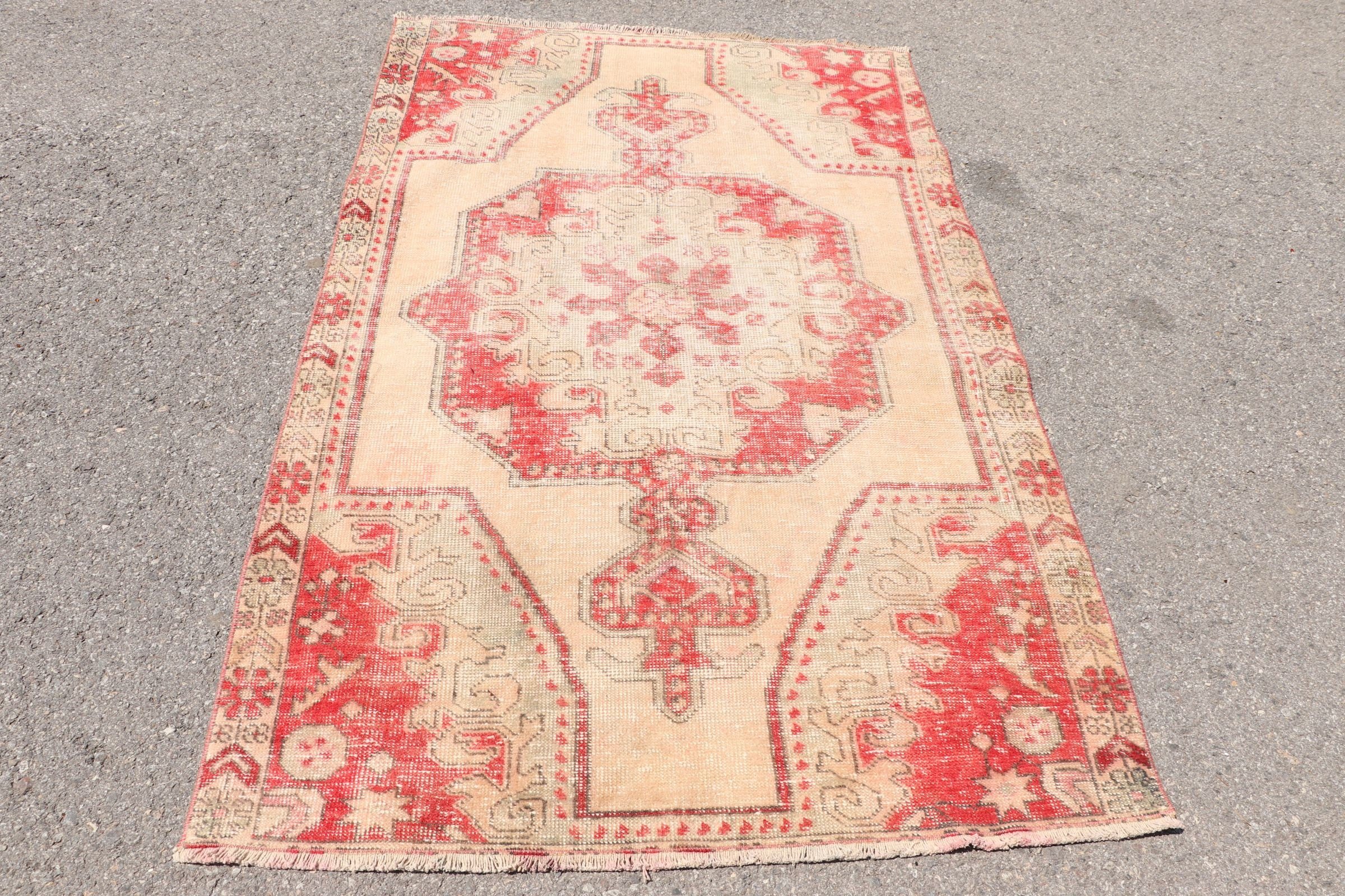 4.1x6.5 ft Area Rug, Red Cool Rugs, Rugs for Dining Room, Bedroom Rug, Vintage Rugs, Floor Rugs, Living Room Rug, Turkish Rugs, Oushak Rug