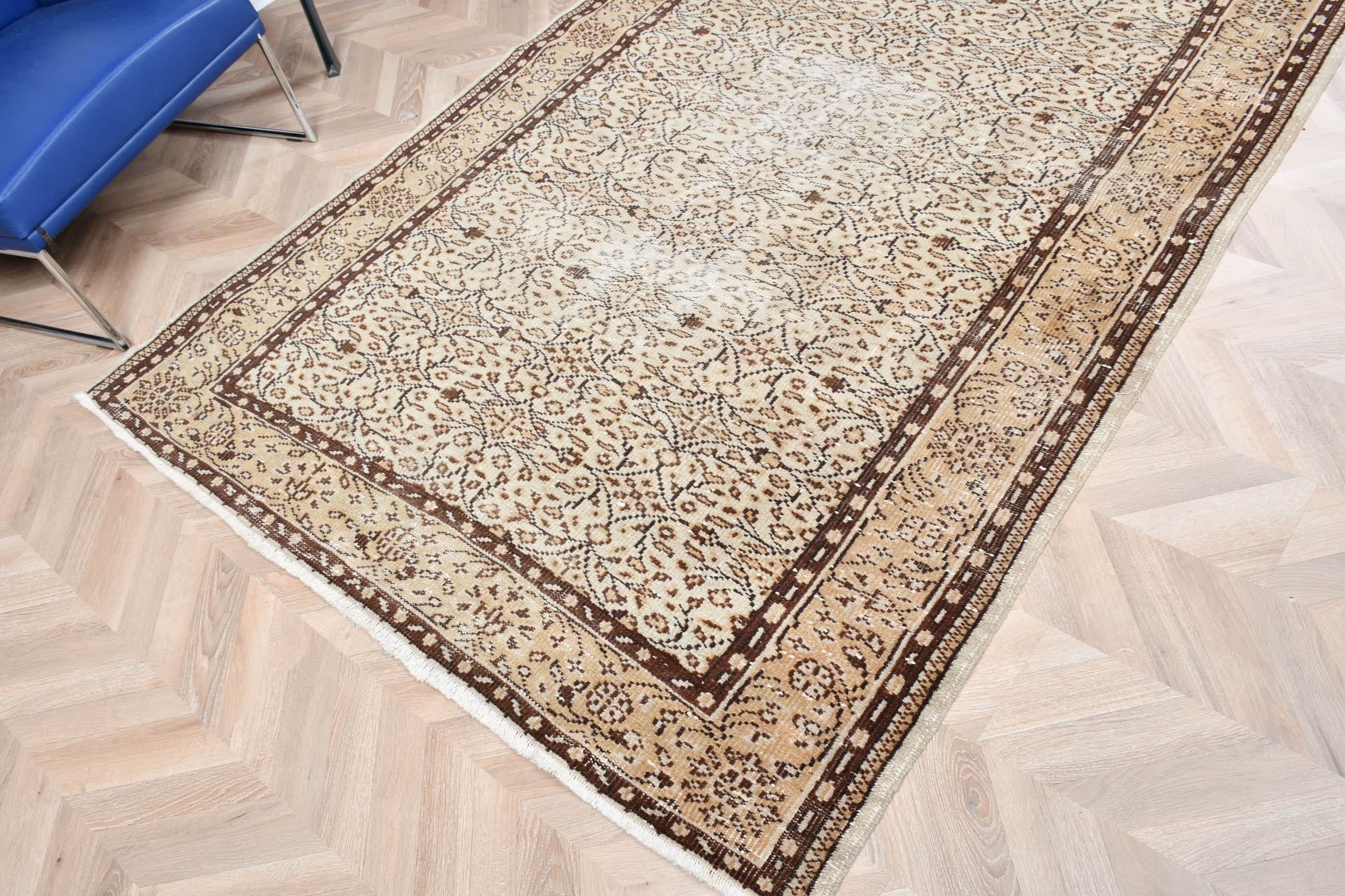 Vintage Halı, Türk Halısı, Ev Dekorasyonu Halısı, Yemek Odası Halısı, Fas Halısı, Boho Halısı, Salon Halısı, Bej 5.2x8.9 ft Büyük Halı