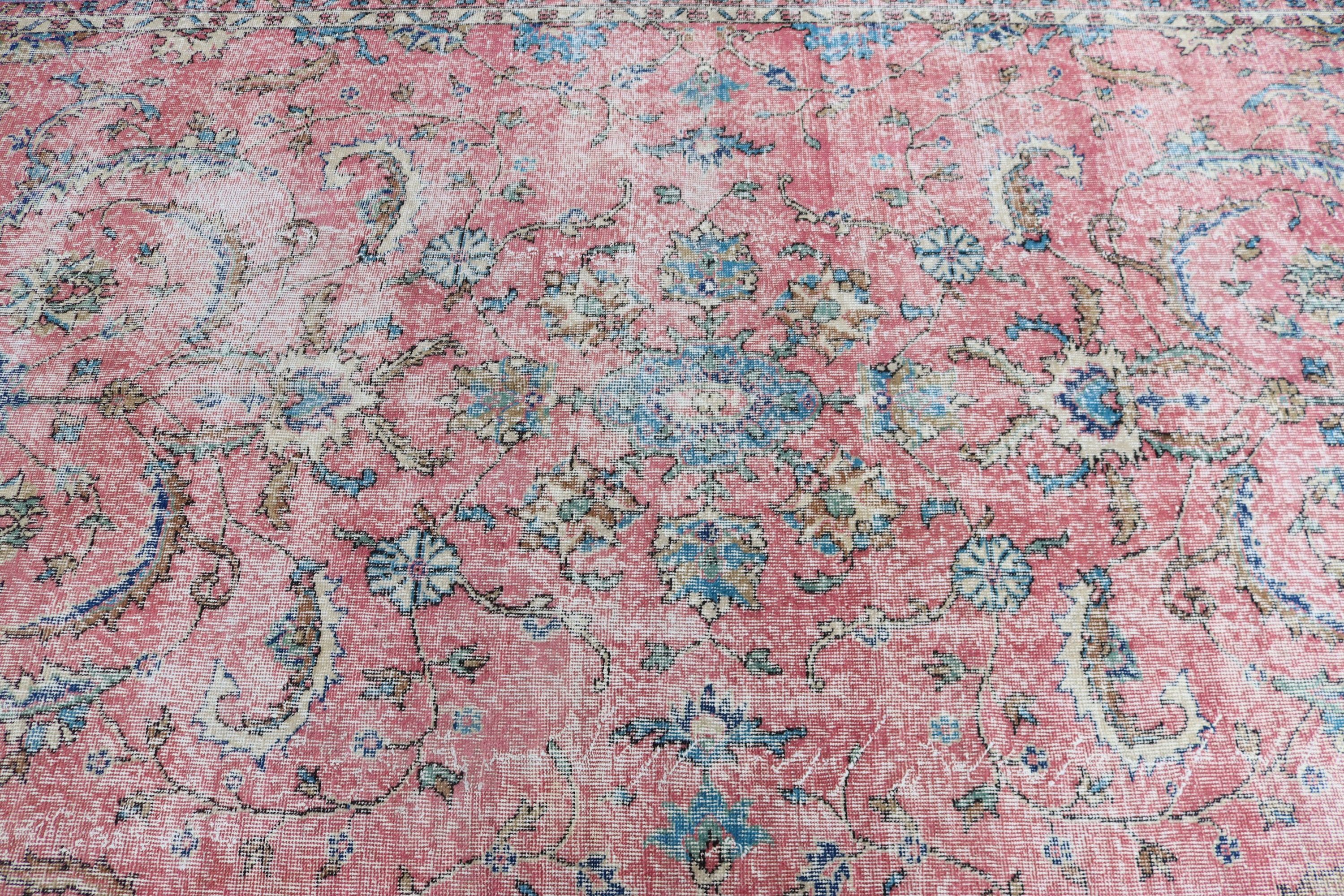 Vintage Halılar, 5x9.8 ft Büyük Halı, Türk Halısı, Salon Halıları, Pembe Anadolu Halıları, Yatak Odası Halısı, Salon Halısı, Mutfak Halısı