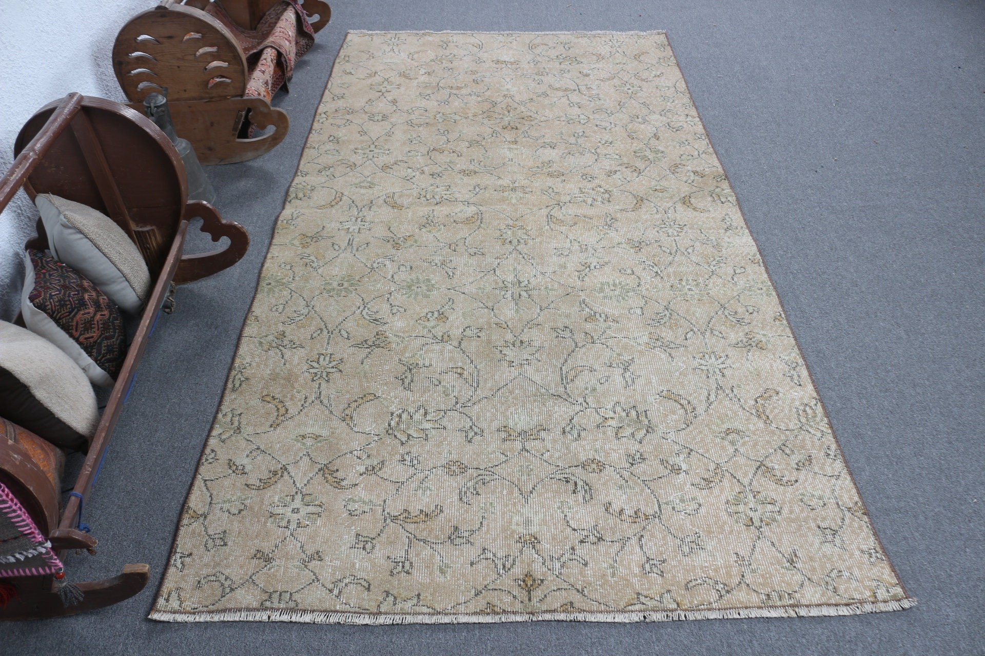 4.5x8.3 ft Area Rug, Nursery Rug, Dorm Rug, Beige Home Decor Rug, Kitchen Rug, Turkish Rug, Rugs for Area, Floor Rug, Vintage Rug, Cool Rug