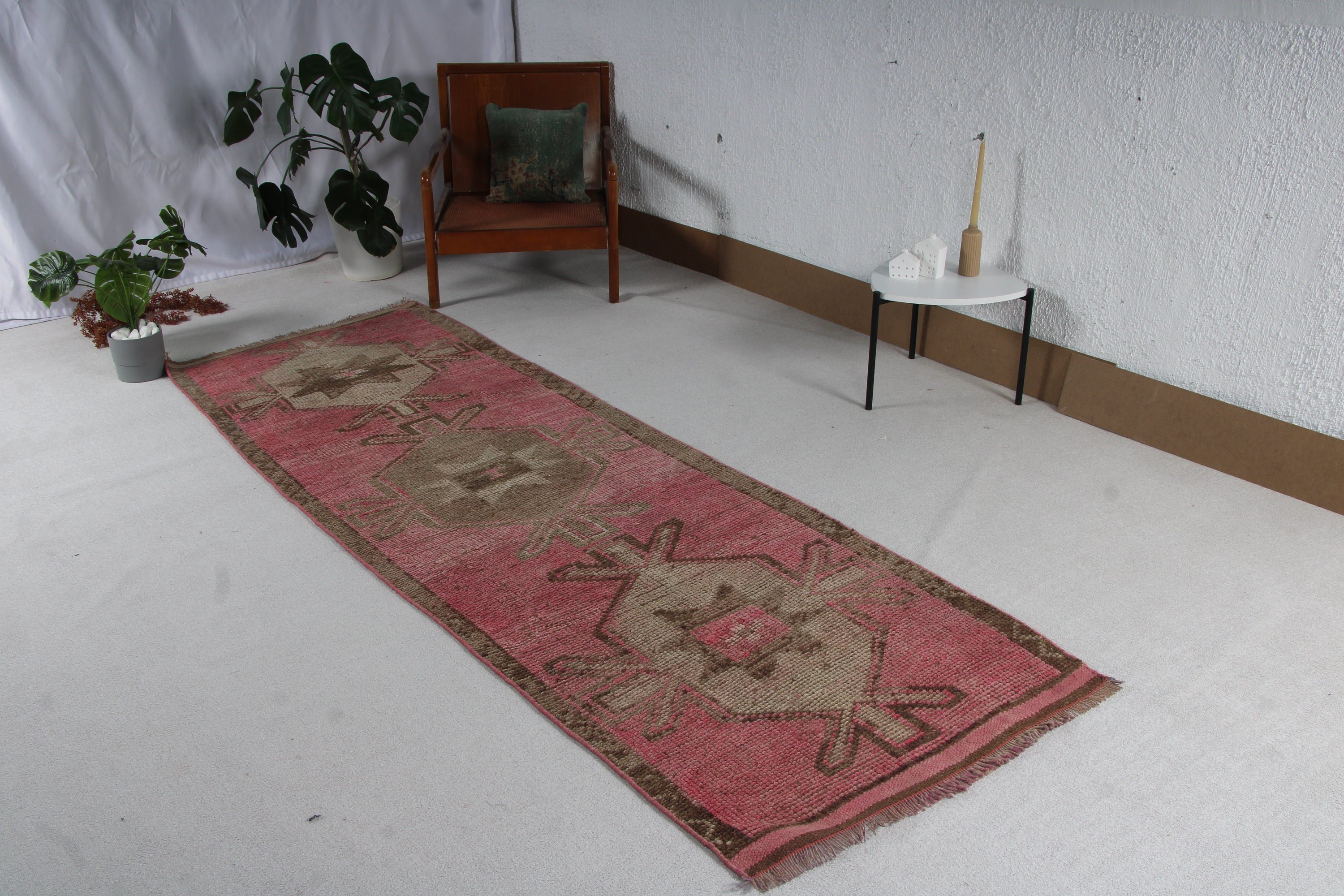 Beni Ourain Runner Halıları, Koridor Halıları, Mutfak Halıları, Vintage Halı, Pembe Lüks Halı, Türk Halısı, 3.1x9.5 ft Runner Halısı, Yer Halısı