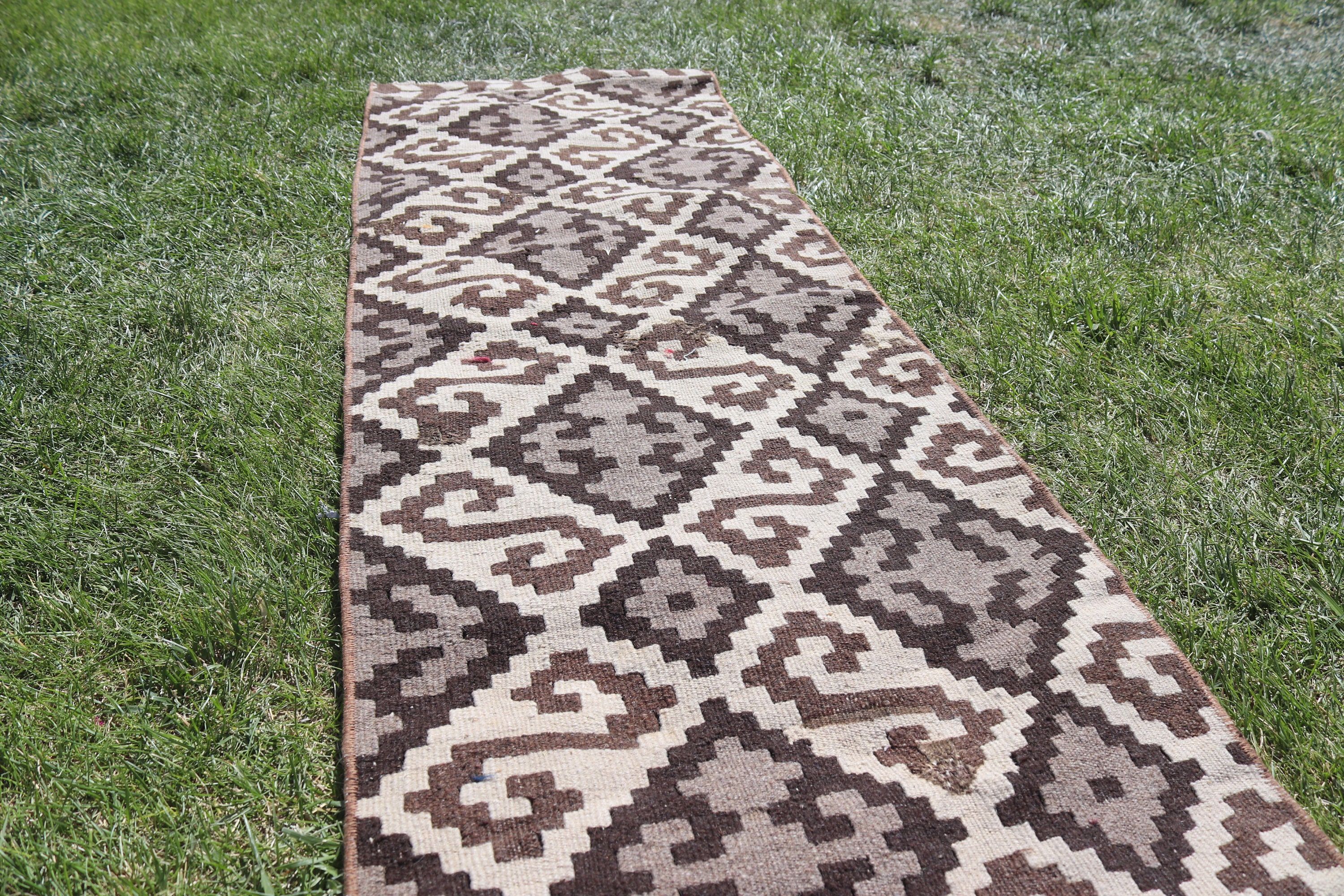 Türk Halıları, Kilim, Yün Halı, 1.7x5.7 ft Runner Halı, Vintage Halılar, Vintage Runner Halı, Bej Oryantal Halılar, Uzun Yolluk Halı, Yatak Odası Halıları