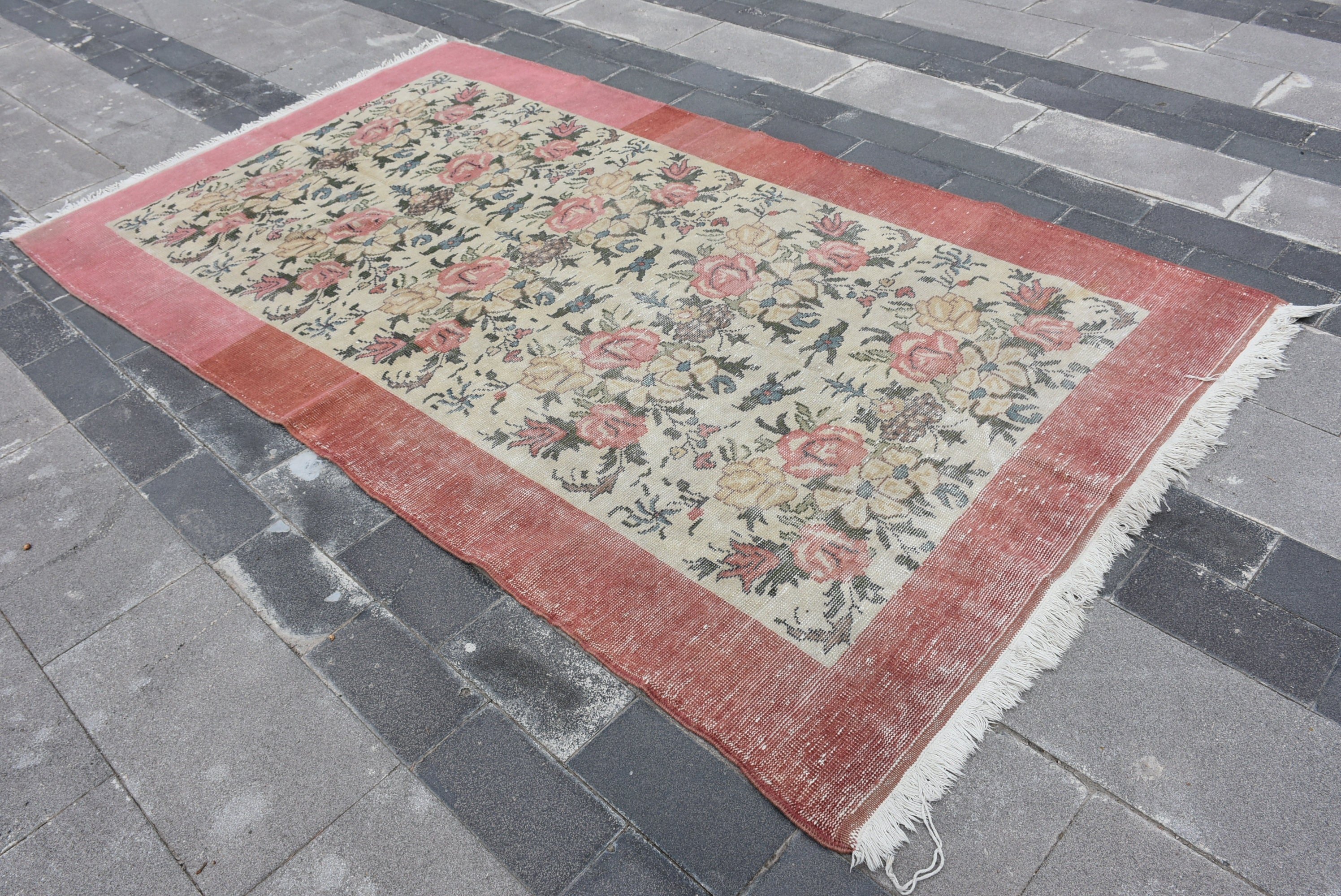 Oushak Rugs, Salon Rugs, Turkish Rugs, Living Room Rugs, Handwoven Rug, Beige Floor Rug, 5.2x8.9 ft Large Rug, Kitchen Rug, Vintage Rugs