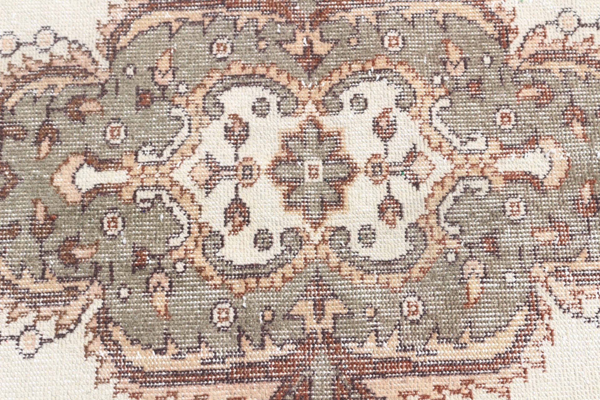 Türkiye Halısı, Beyaz 3.9x6.7 ft Alan Halısı, Oturma Odası Halısı, Oushak Halıları, İç Mekan Halıları, Vintage Halılar, Türk Halısı