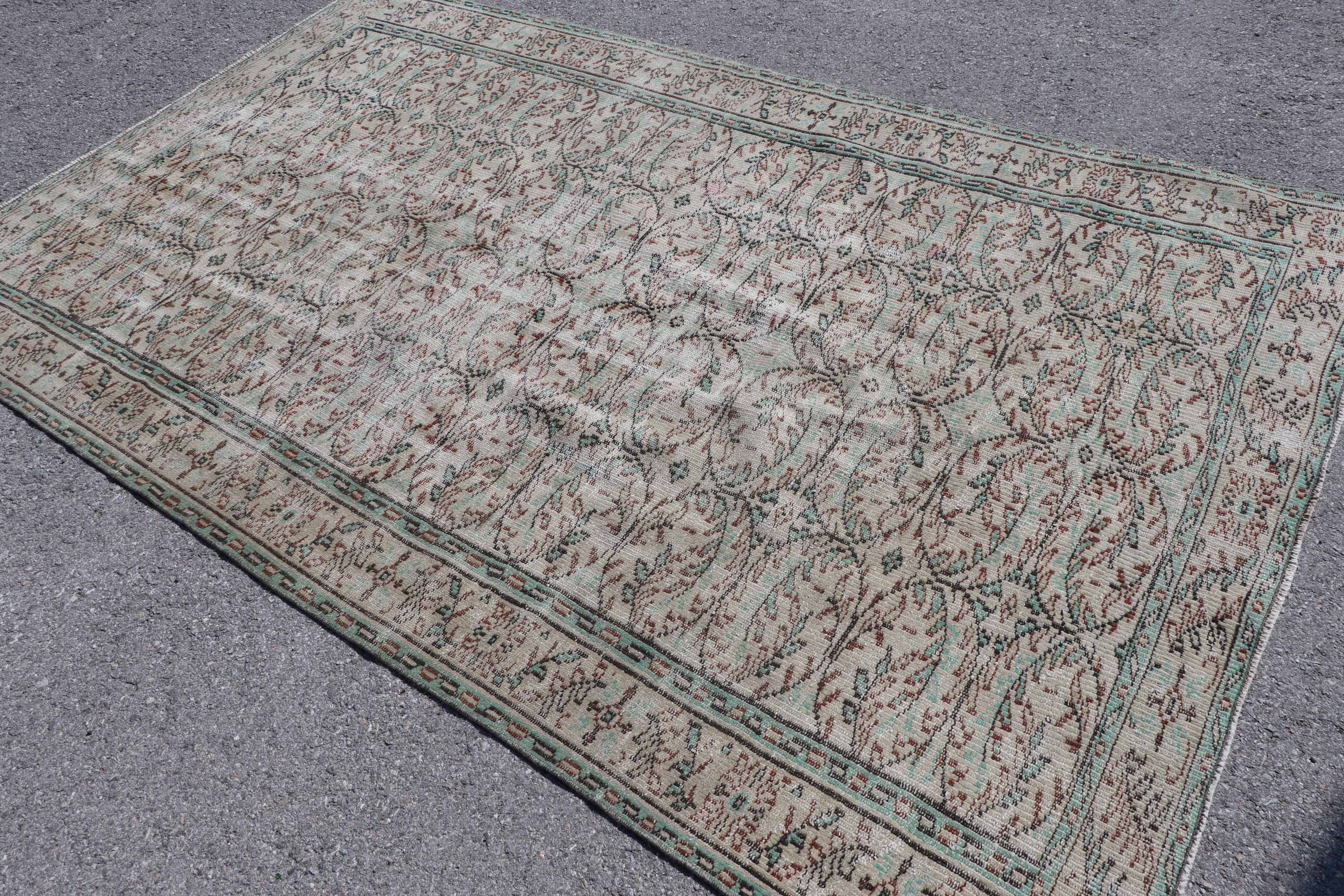 Bedroom Rug, Green Home Decor Rug, Kitchen Rug, Muted Rug, Salon Rugs, Vintage Rug, Turkish Rug, 5.3x8.9 ft Large Rug