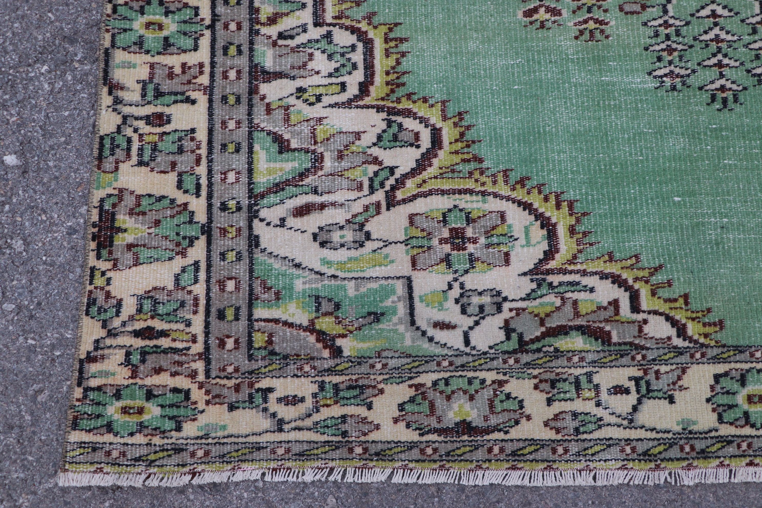 Salon Rug, 5.3x10.5 ft Large Rug, Wool Rug, Turkish Rug, Living Room Rugs, Vintage Rug, Organic Rugs, Green Oushak Rugs, Oushak Rugs