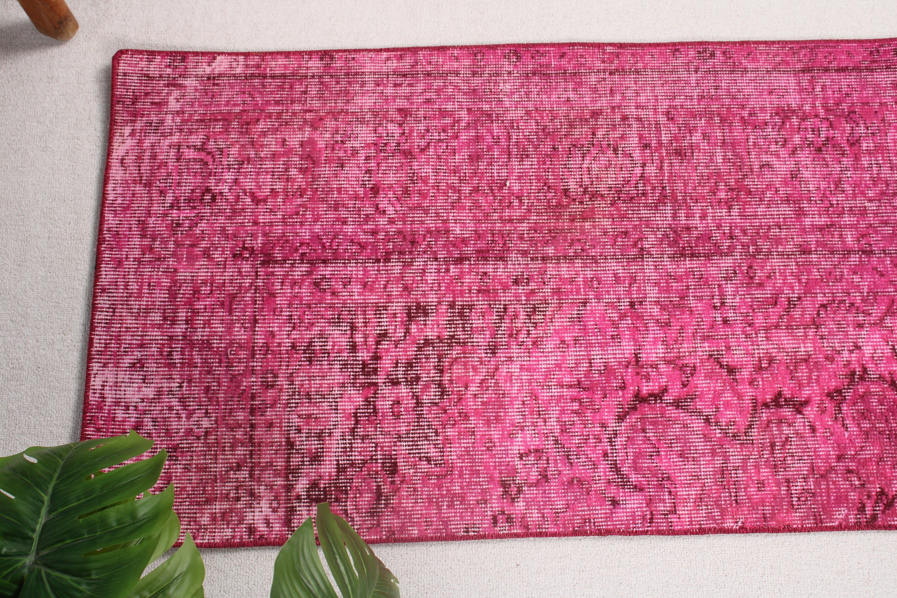 Araba Paspas Halısı, Türk Halıları, Vintage Halı, 2x3,9 ft Küçük Halılar, Duvara Asılı Halılar, Nötr Halılar, Ev Dekor Halıları, Pembe Geometrik Halılar