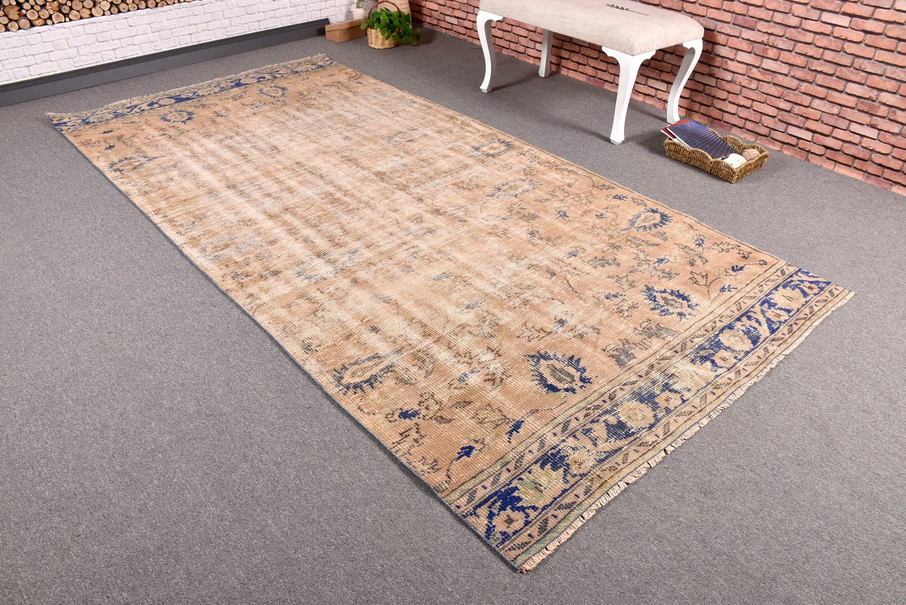 Vintage Halı, Türk Halısı, Ev Dekorasyonu Halısı, 4.9x9.8 ft Büyük Halılar, Yemek Odası Halısı, Kahverengi Yer Halıları, Boho Halısı, El Yapımı Halı, Büyük Boho Halısı