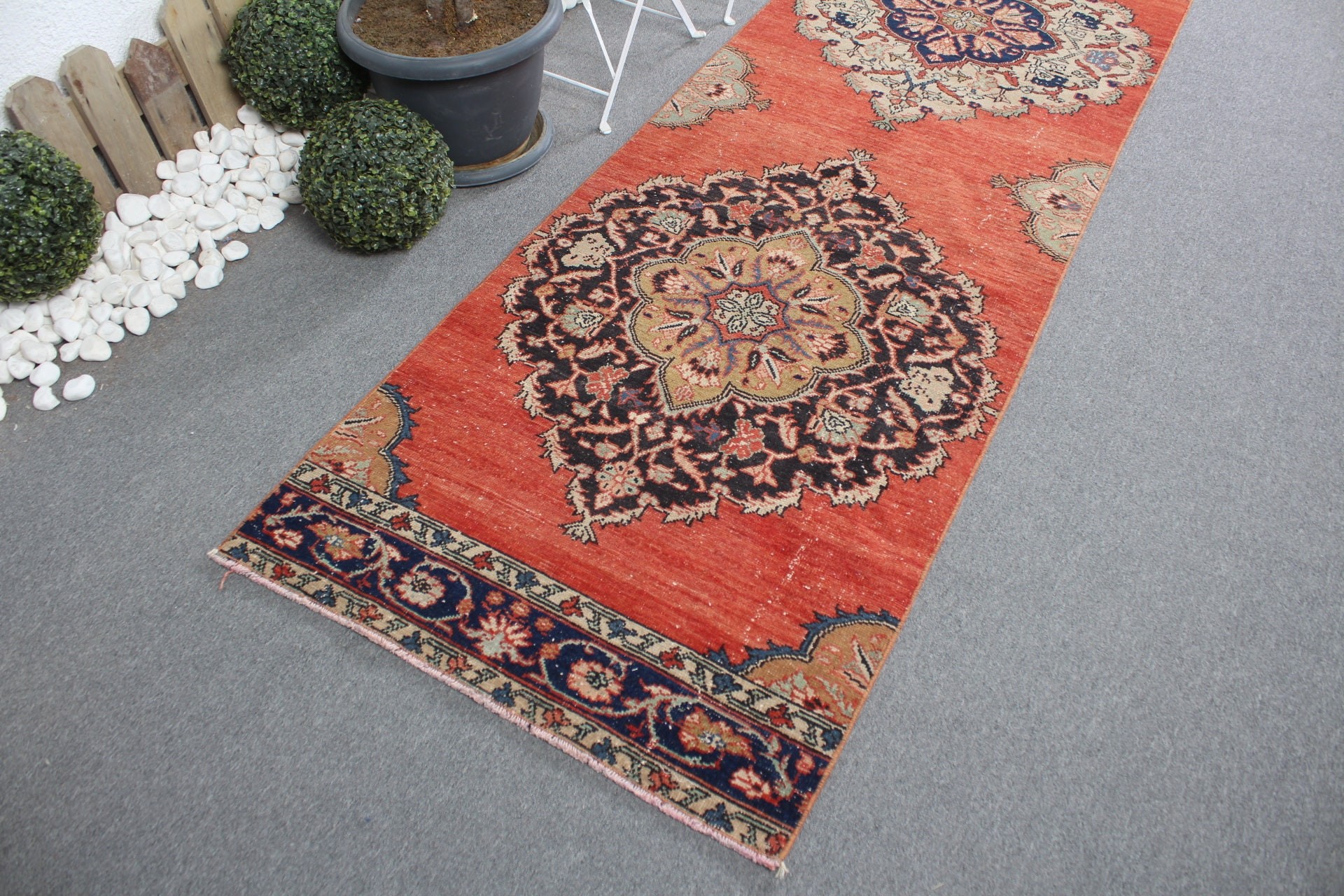 Vintage Rugs, Cool Rug, Turkish Rugs, Rugs for Hallway, Corridor Rug, Office Rug, Red Oushak Rugs, 2.9x13.1 ft Runner Rugs