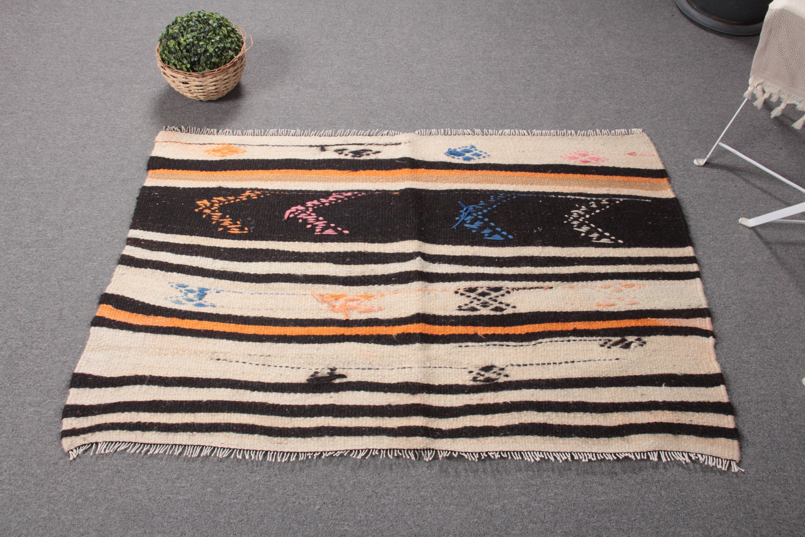 Boho Halı, Anadolu Halısı, Bej Antika Halı, Vintage Halılar, Türk Halısı, Araba Paspas Halısı, 2.6x4.3 ft Küçük Halı, Kilim, Çocuk Halısı