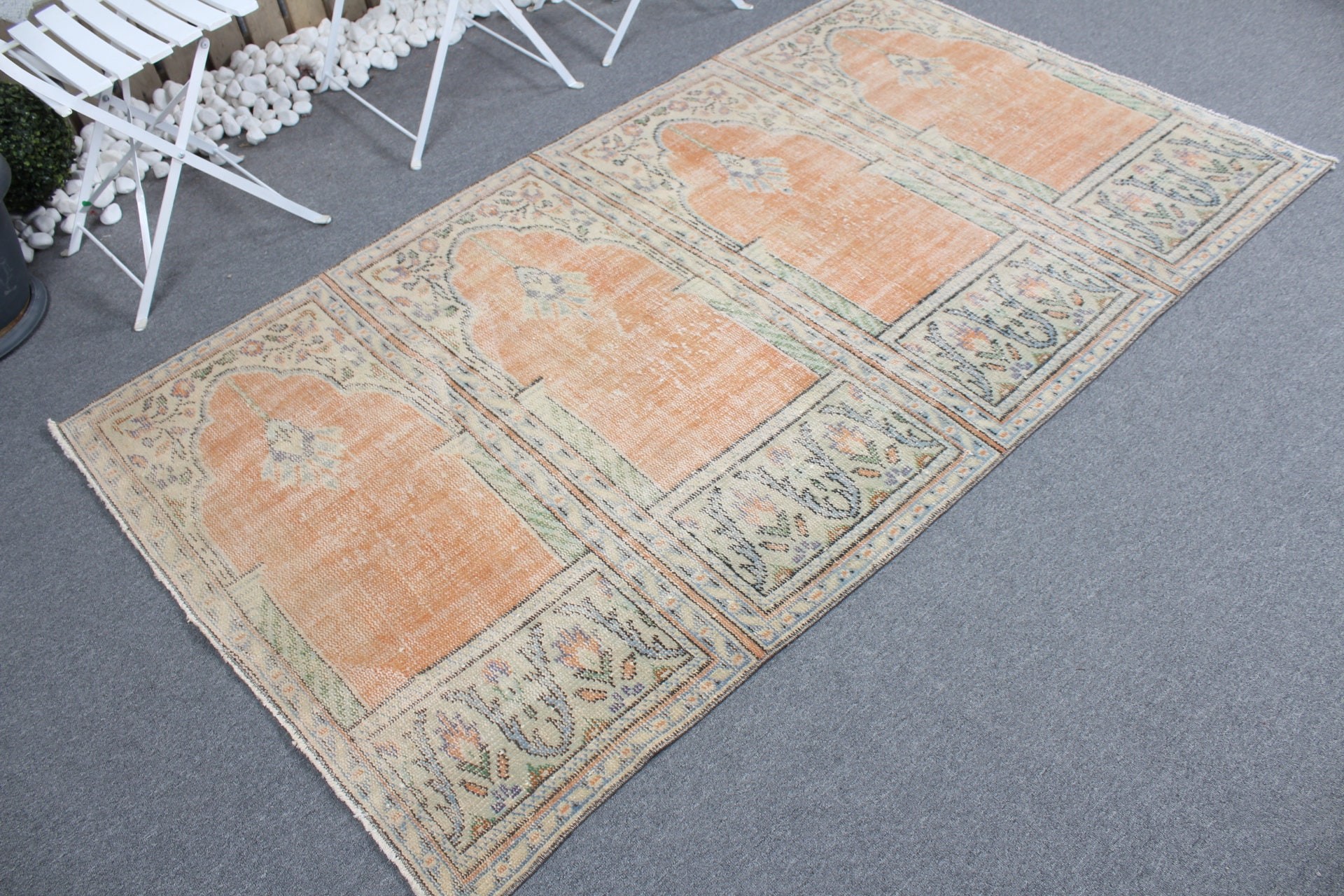 Nursery Rugs, Rugs for Indoor, Vintage Rug, 4x7.1 ft Area Rugs, Home Decor Rug, Bedroom Rug, Turkish Rug, Orange Home Decor Rugs, Wool Rug