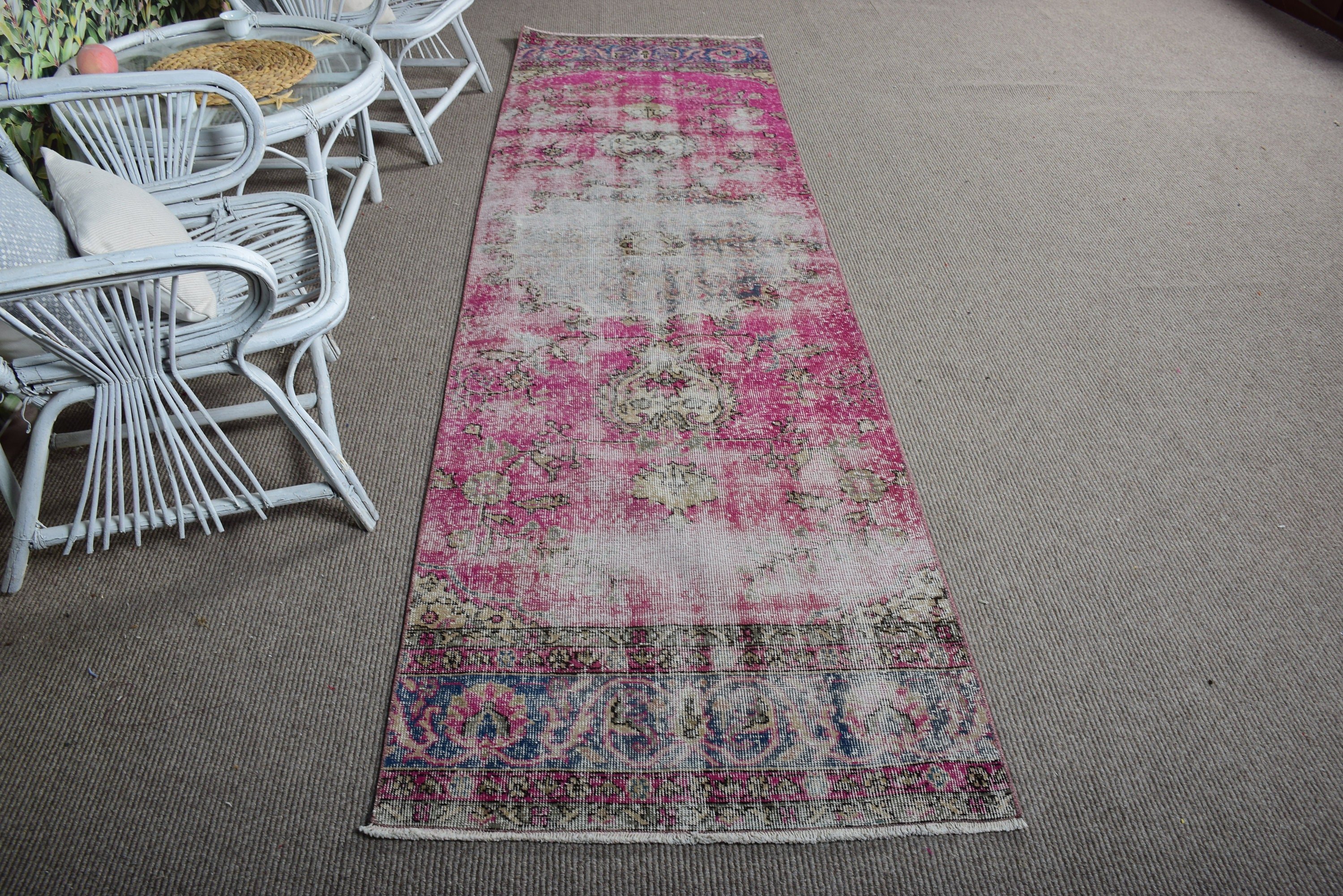 Hallway Rugs, Statement Rug, Pink Bedroom Rugs, Kitchen Rug, 2.9x10 ft Runner Rugs, Rugs for Stair, Vintage Rug, Turkish Rugs, Oushak Rugs