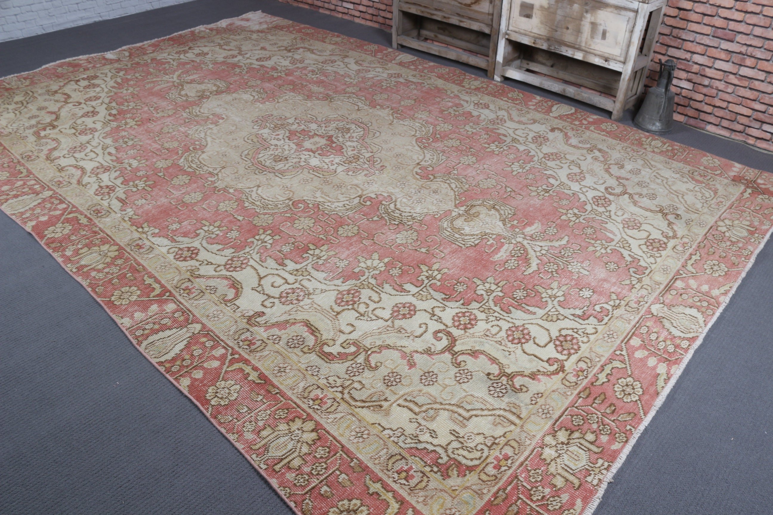 Dining Room Rug, Red Wool Rug, Cool Rug, Turkish Rugs, Vintage Rug, Art Rugs, Antique Rug, Saloon Rugs, 8.4x12.3 ft Oversize Rug, Old Rug