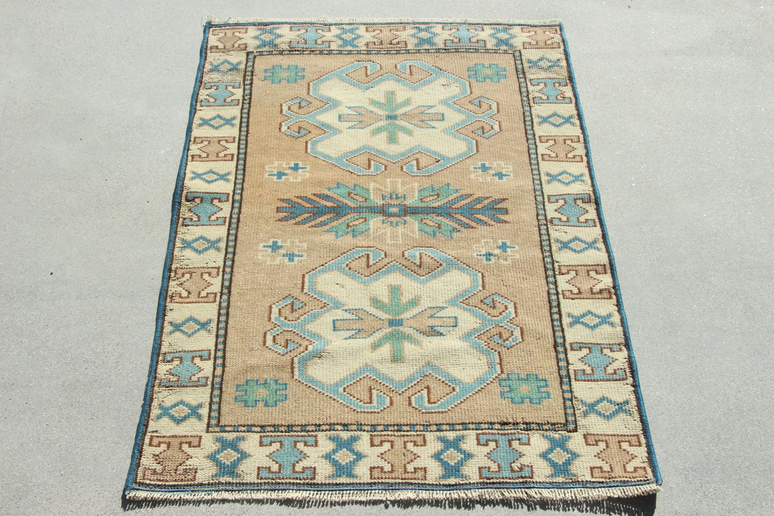 Mavi 2.3x3.5 ft Küçük Halılar, Paspas Halısı, Vintage Halılar, El Dokuma Halılar, Küçük Vintage Halılar, Aztek Halısı, Boho Halıları, Türk Halısı