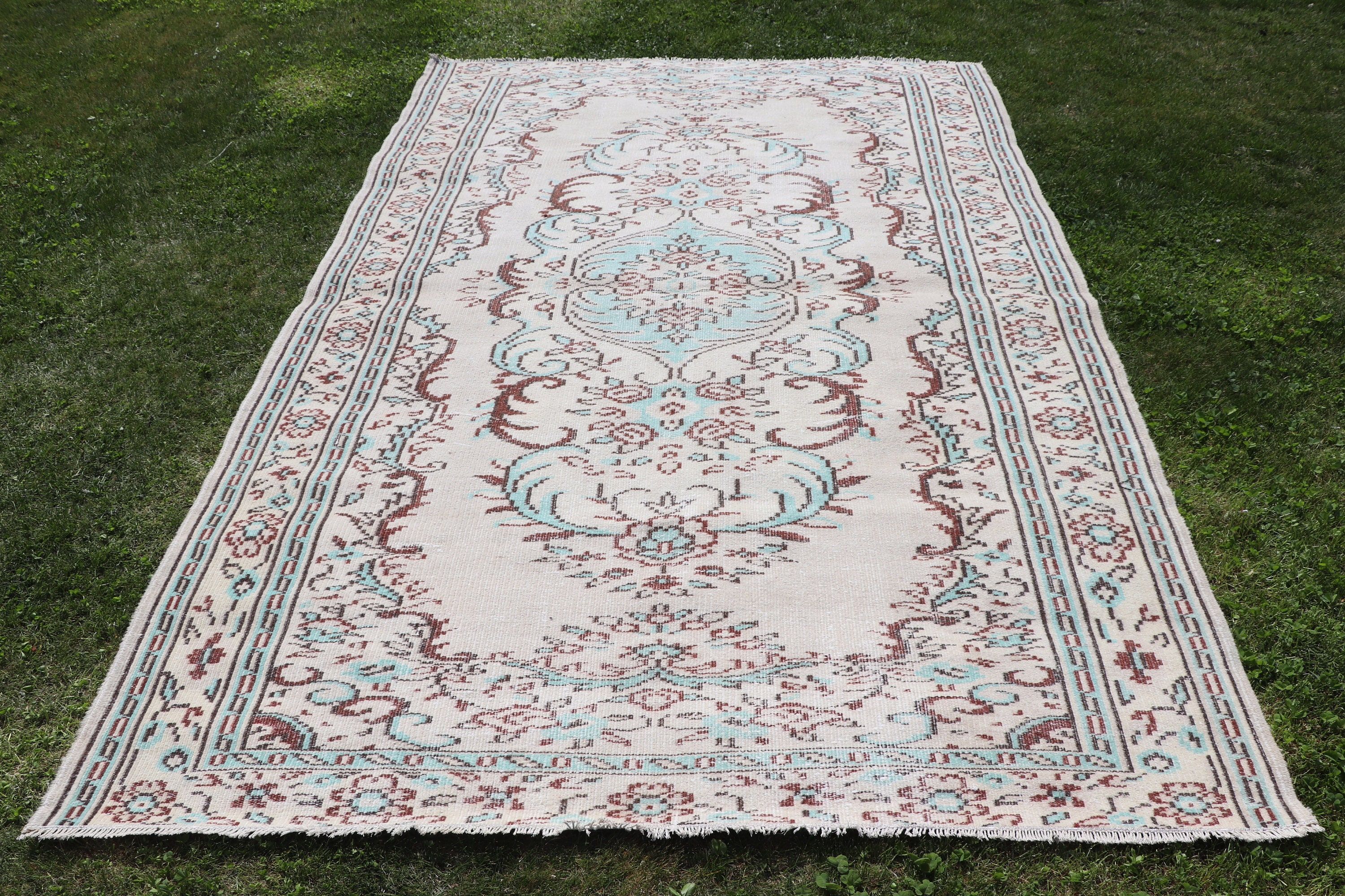 Yün Halı, Vintage Halı, Fas Halıları, Sanatsal Halılar, Yatak Odası Halısı, 5.6x8.7 ft Büyük Halılar, Büyük Vintage Halı, Türk Halıları, Bej Antika Halı