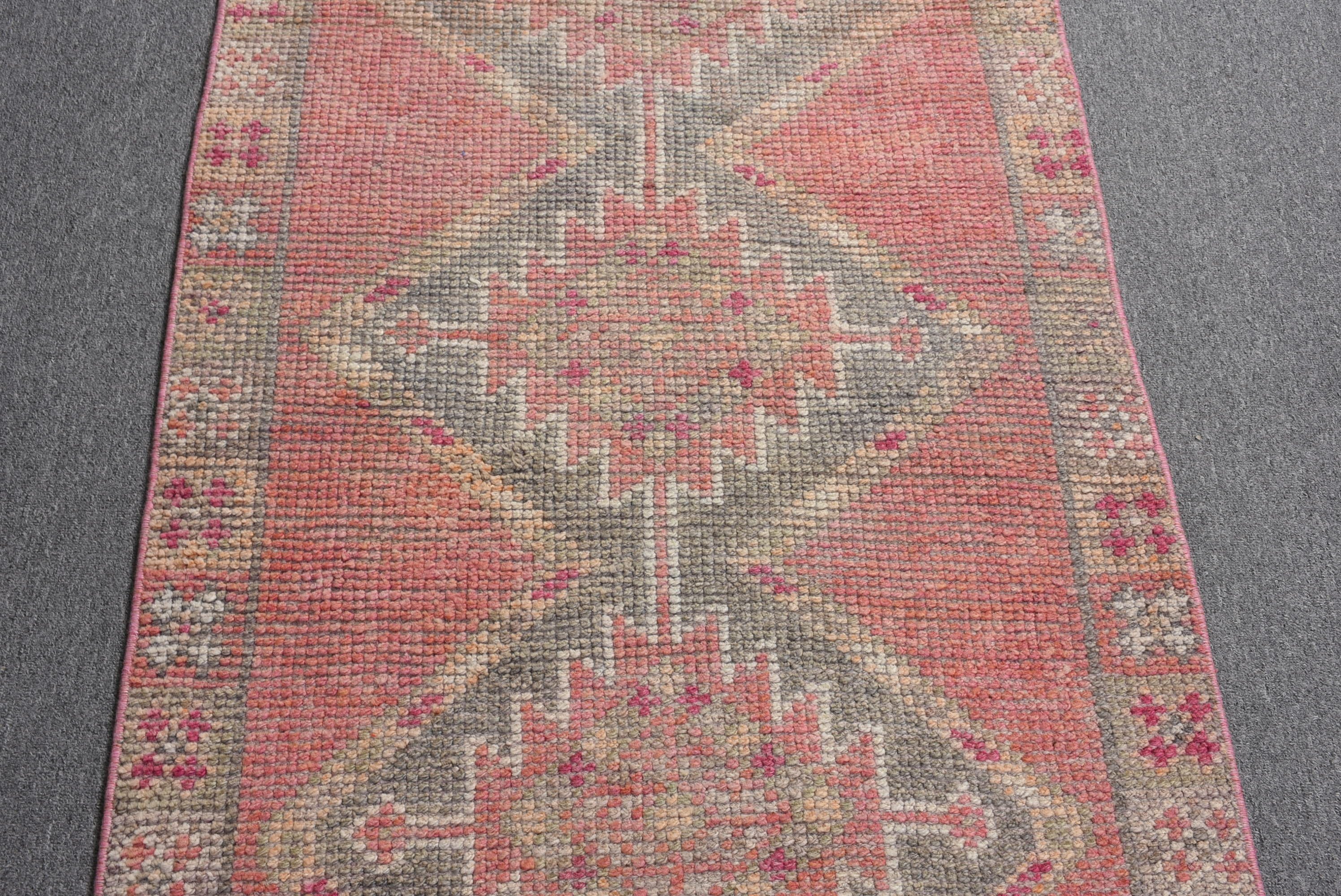 Pink Oriental Rugs, Rugs for Runner, Turkish Rug, Vintage Rugs, Oushak Rug, Corridor Rugs, 2.7x10.2 ft Runner Rugs, Art Rug, Anatolian Rug