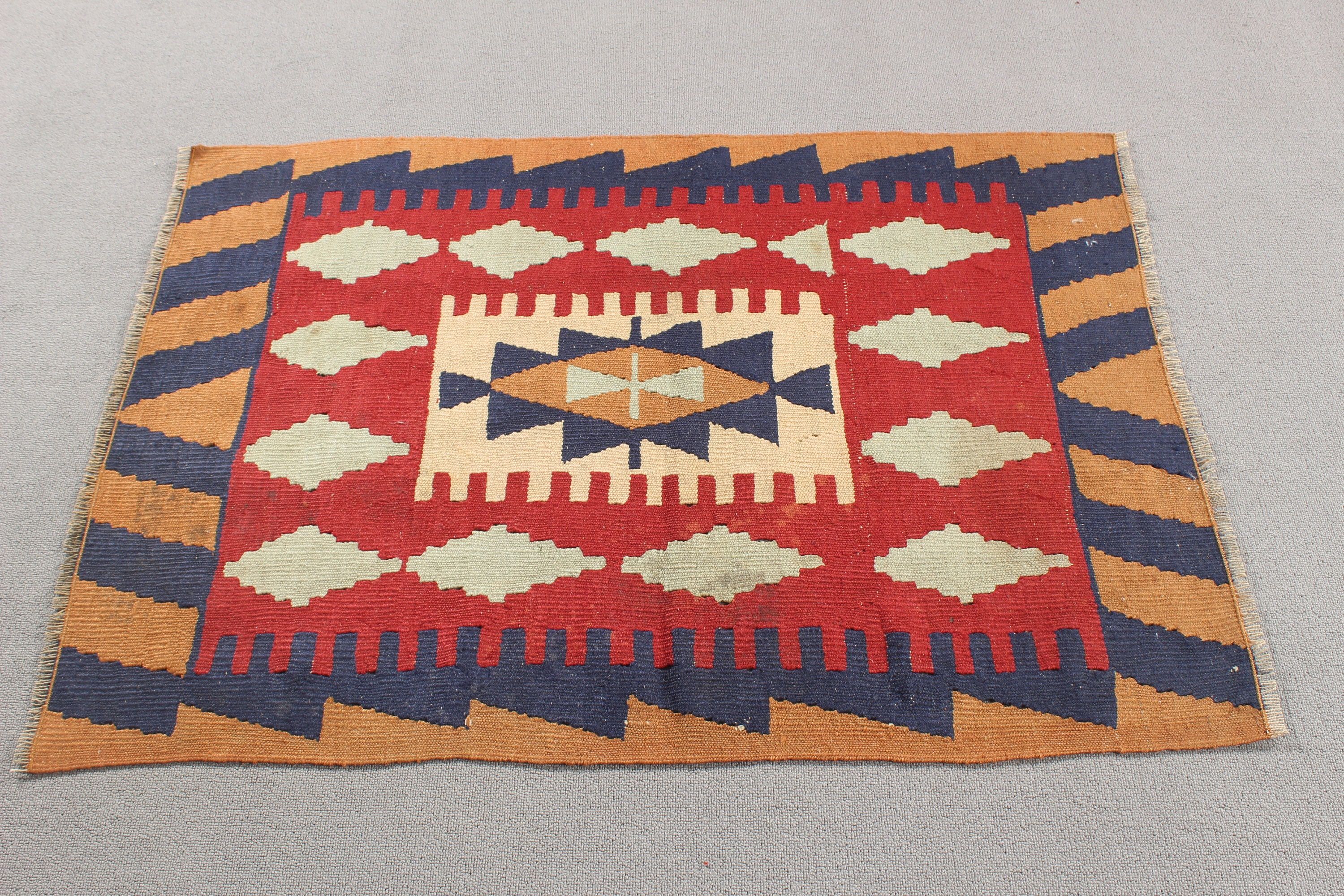 2.7x3.7 ft Küçük Halı, Kilim, Açıklama Halıları, Nötr Halı, Vintage Halı, Küçük Boho Halıları, Duvara Asılı Halı, Kırmızı Antika Halılar, Türk Halıları