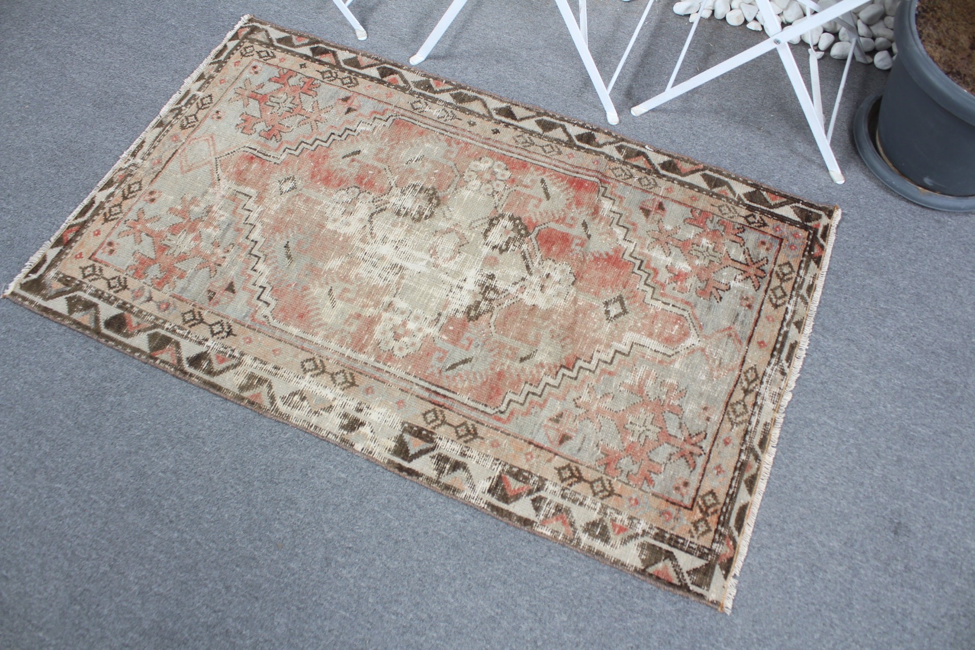 Entry Rug, Vintage Rug, 2.6x4.3 ft Small Rugs, Cute Rug, Turkish Rug, Green Kitchen Rug, Door Mat Rug, Home Decor Rug