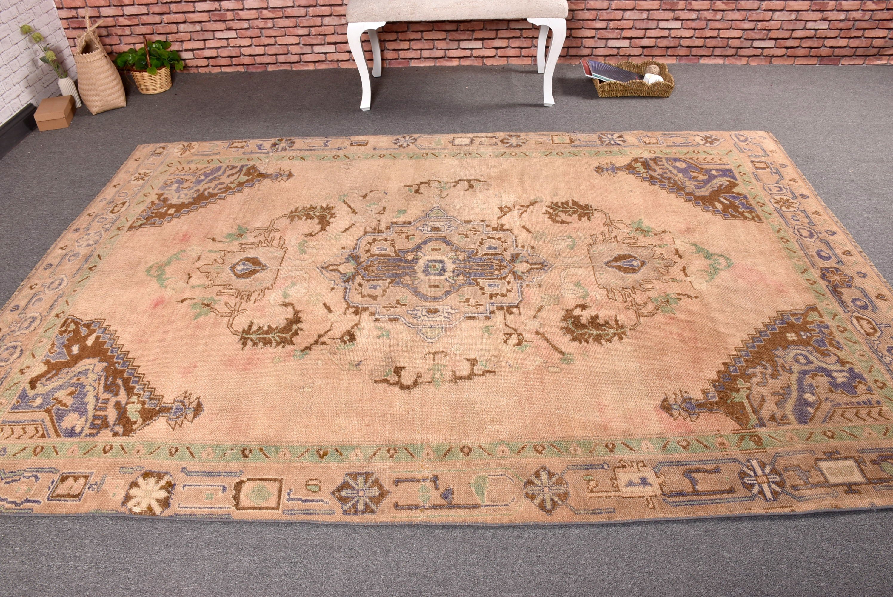 Floor Rugs, Modern Rug, Vintage Rug, Turkish Rug, Kitchen Rugs, 6x8.6 ft Large Rug, Bedroom Rug, Beige Kitchen Rug, Large Boho Rugs