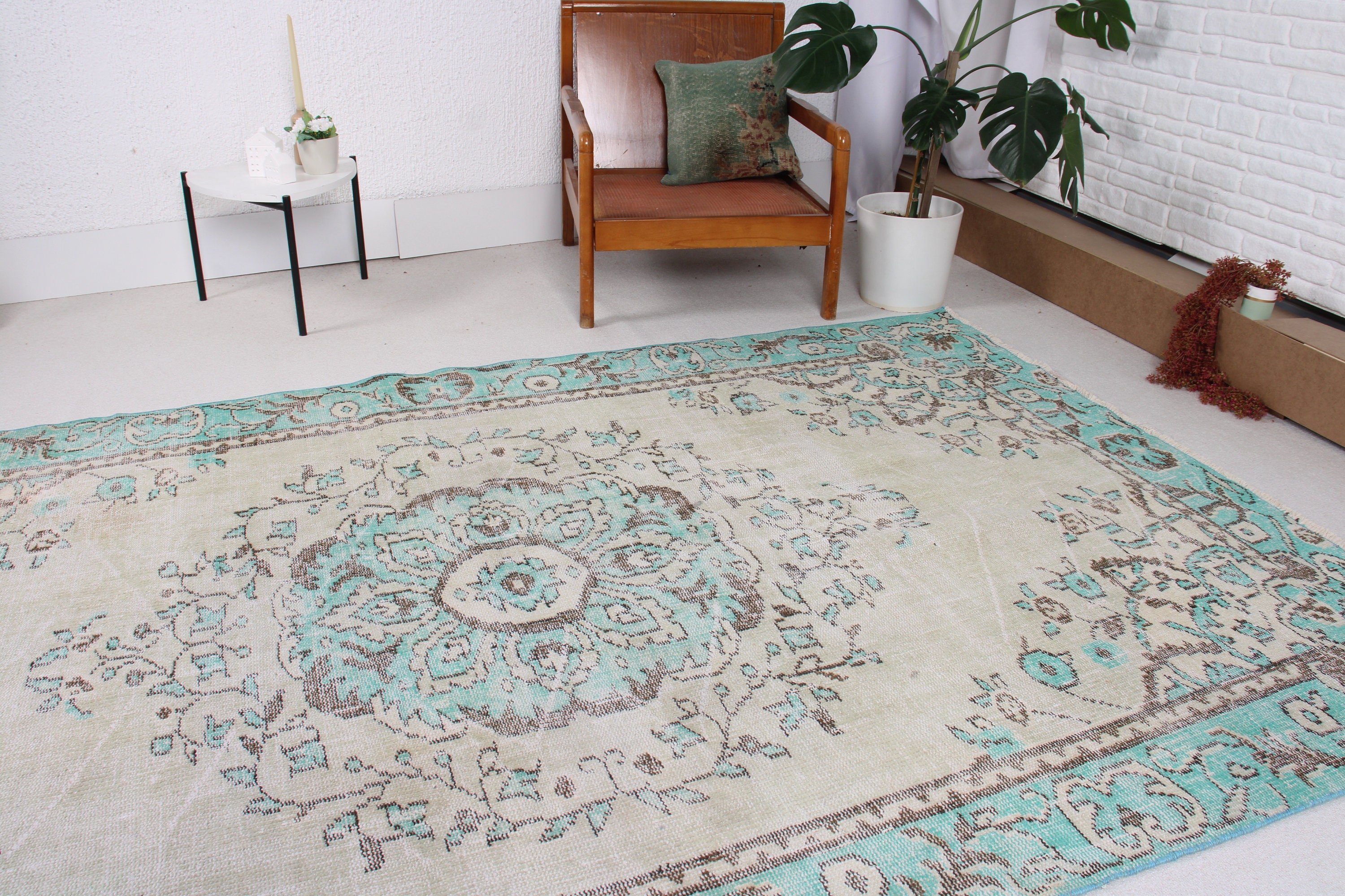 Green Luxury Rugs, Turkish Rug, 5.7x9.1 ft Large Rugs, Tribal Rugs, Vintage Rugs, Wool Rug, Large Boho Rugs, Dining Room Rug, Floor Rug