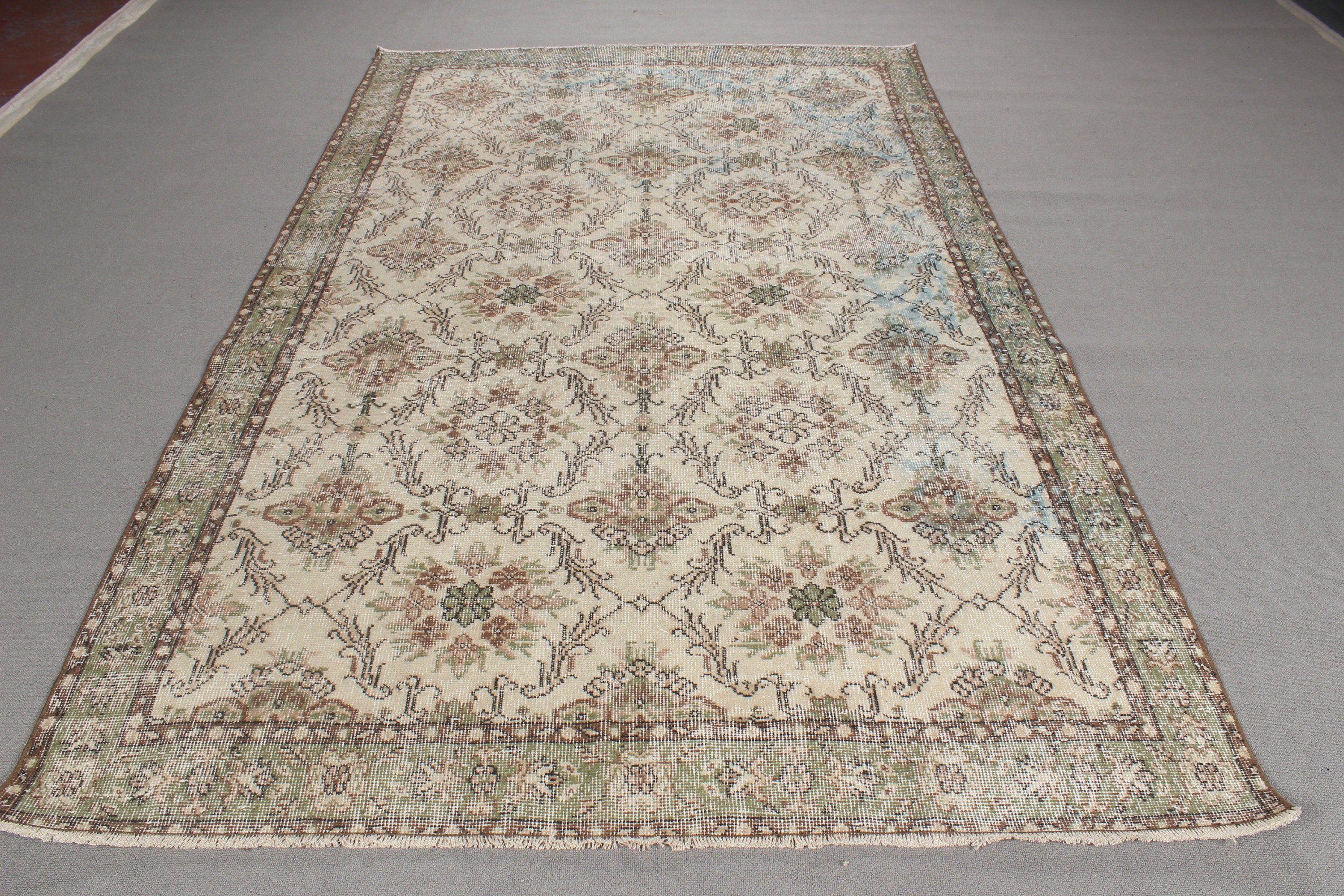 Türk Halıları, Oturma Odası Halısı, Vintage Halılar, Oryantal Halı, 5.5x8.9 ft Büyük Halı, Modern Halı, Büyük Oushak Halı, Bej Ev Dekor Halıları