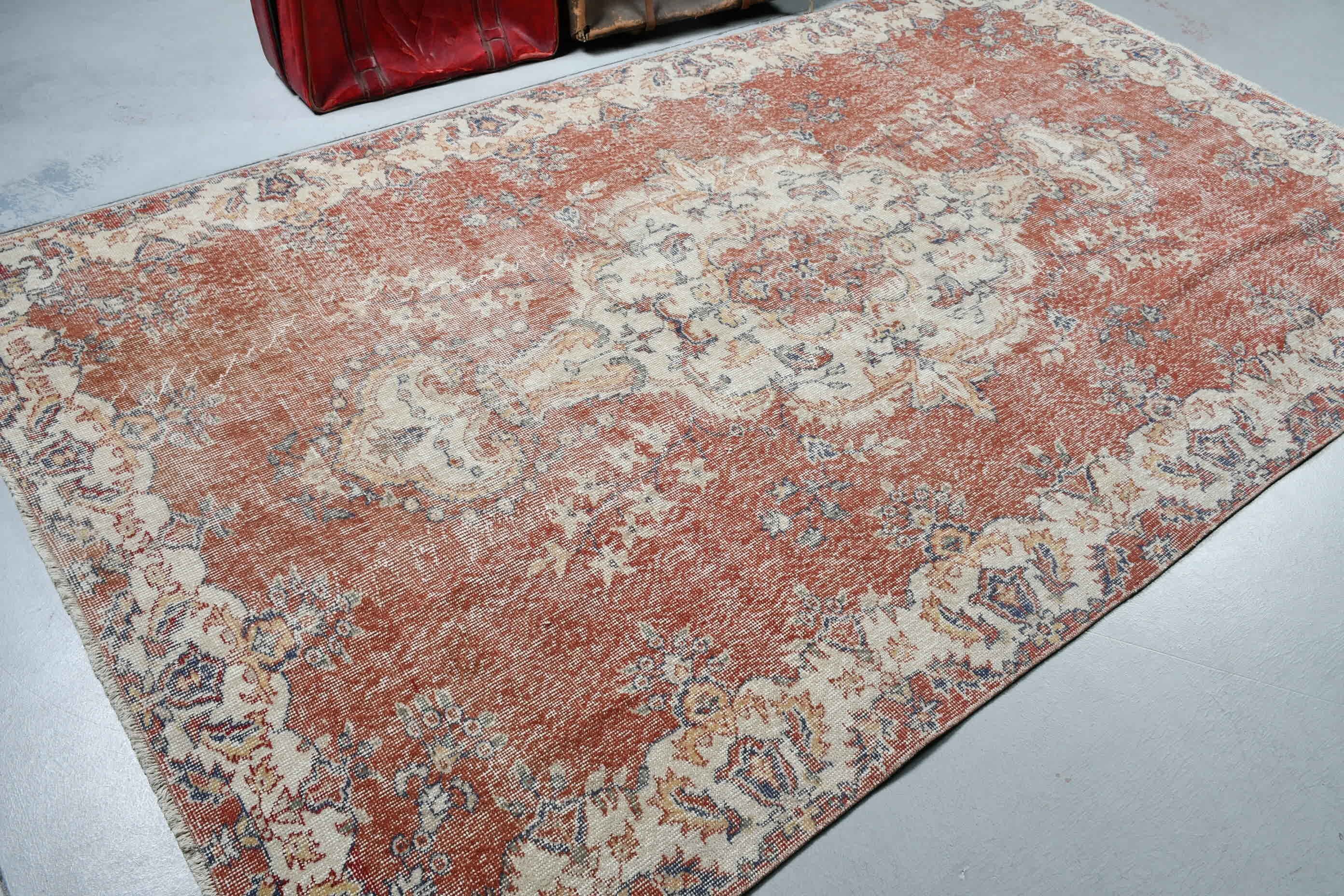 Sessiz Halılar, Vintage Halı, Yün Halı, Oturma Odası Halısı, Oushak Halısı, 5.6x9.6 ft Büyük Halılar, Kahverengi Anadolu Halısı, Salon Halıları, Türk Halısı