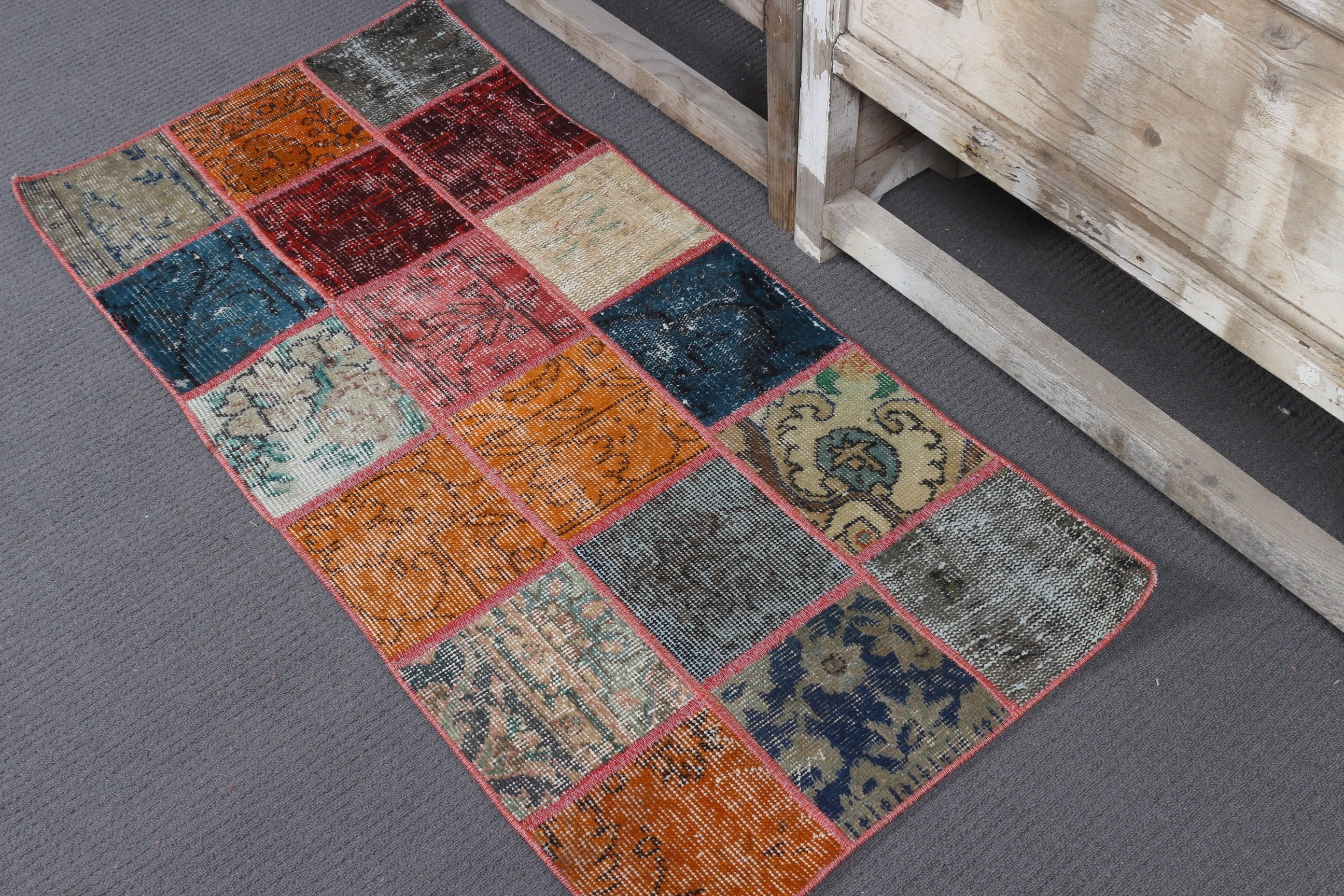 Art Rugs, Oriental Rug, 1.9x4.1 ft Small Rugs, Bath Rugs, Orange Bedroom Rug, Nursery Rug, Vintage Rugs, Turkish Rug, Home Decor Rug