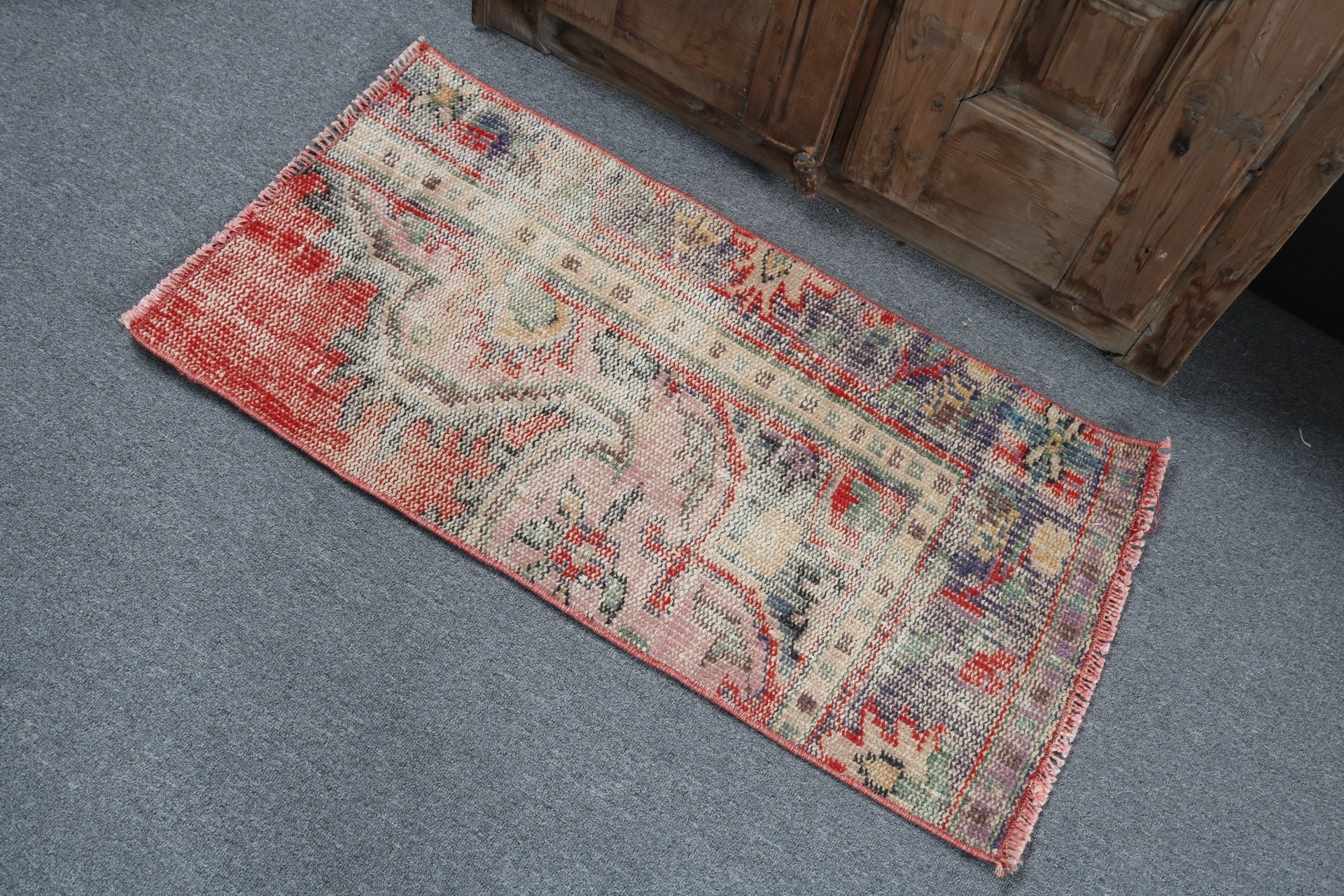 Modern Halı, Anadolu Halıları, Bej Antika Halı, 1,5x3,1 ft Küçük Halılar, Lüks Halı, Türk Halıları, Vintage Halı, Küçük Alan Halıları, Kapı Paspas Halıları