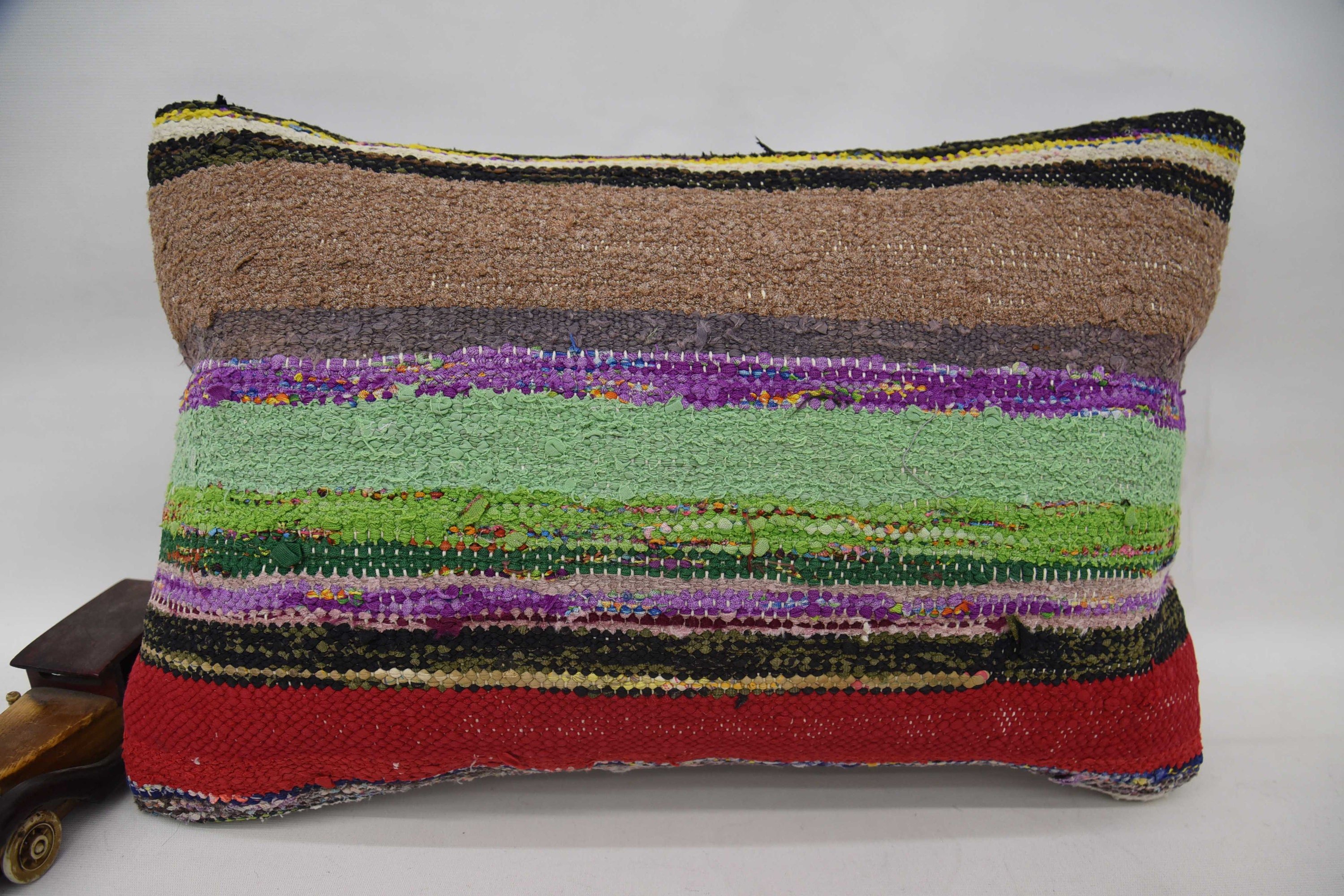 Cotton Pillow Case, 16"x24" Green Cushion Cover, Vintage Kilim Throw Pillow, Turkish Kilim Pillow, Kilim Cushion Sham