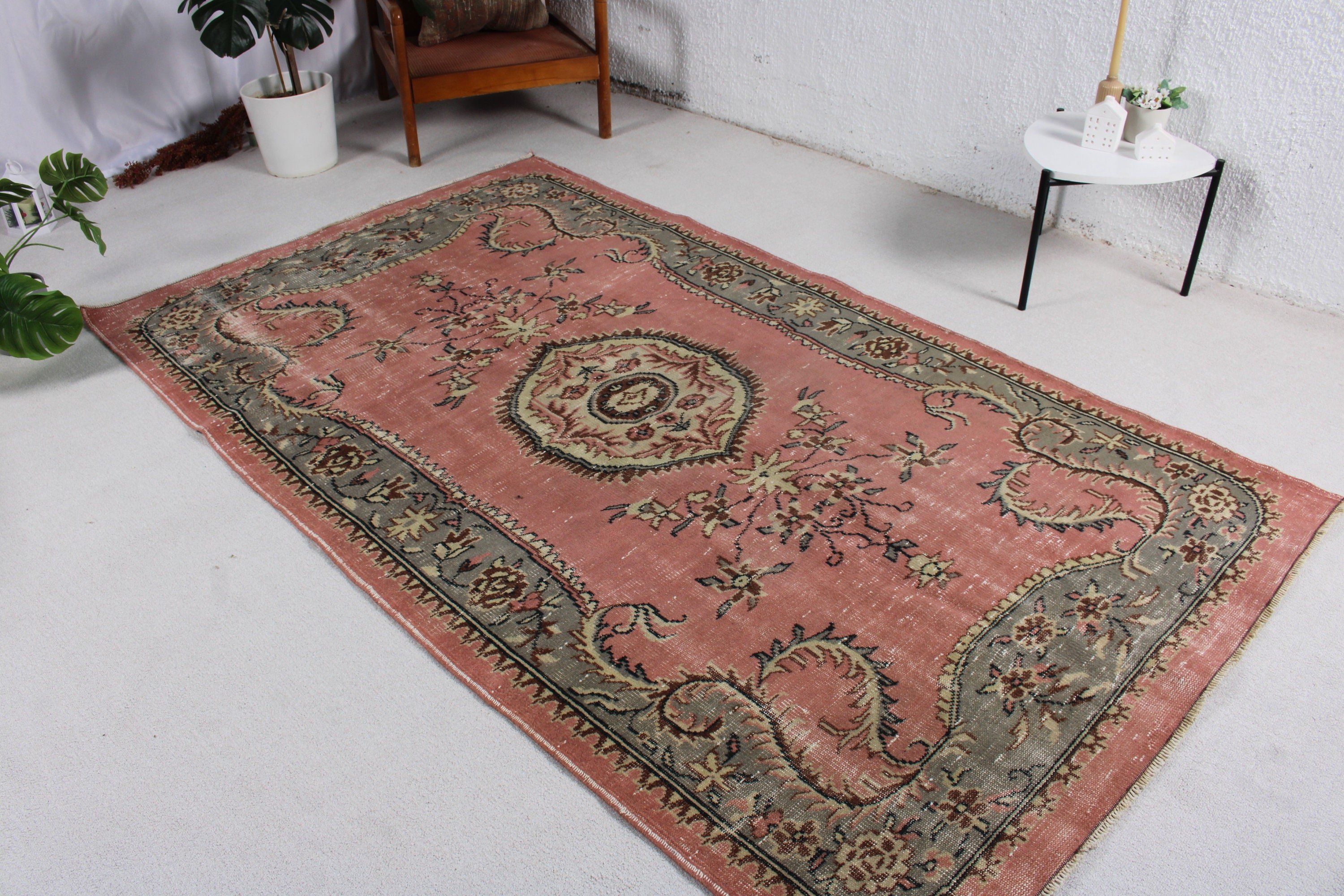 Çocuk Odası Halıları, Turuncu Boho Halısı, 4,7x8,2 ft Alan Halısı, İç Mekan Halısı, Çocuk Odası Halıları, Anadolu Halıları, Türk Halıları, Vintage Halı, Antika Halılar