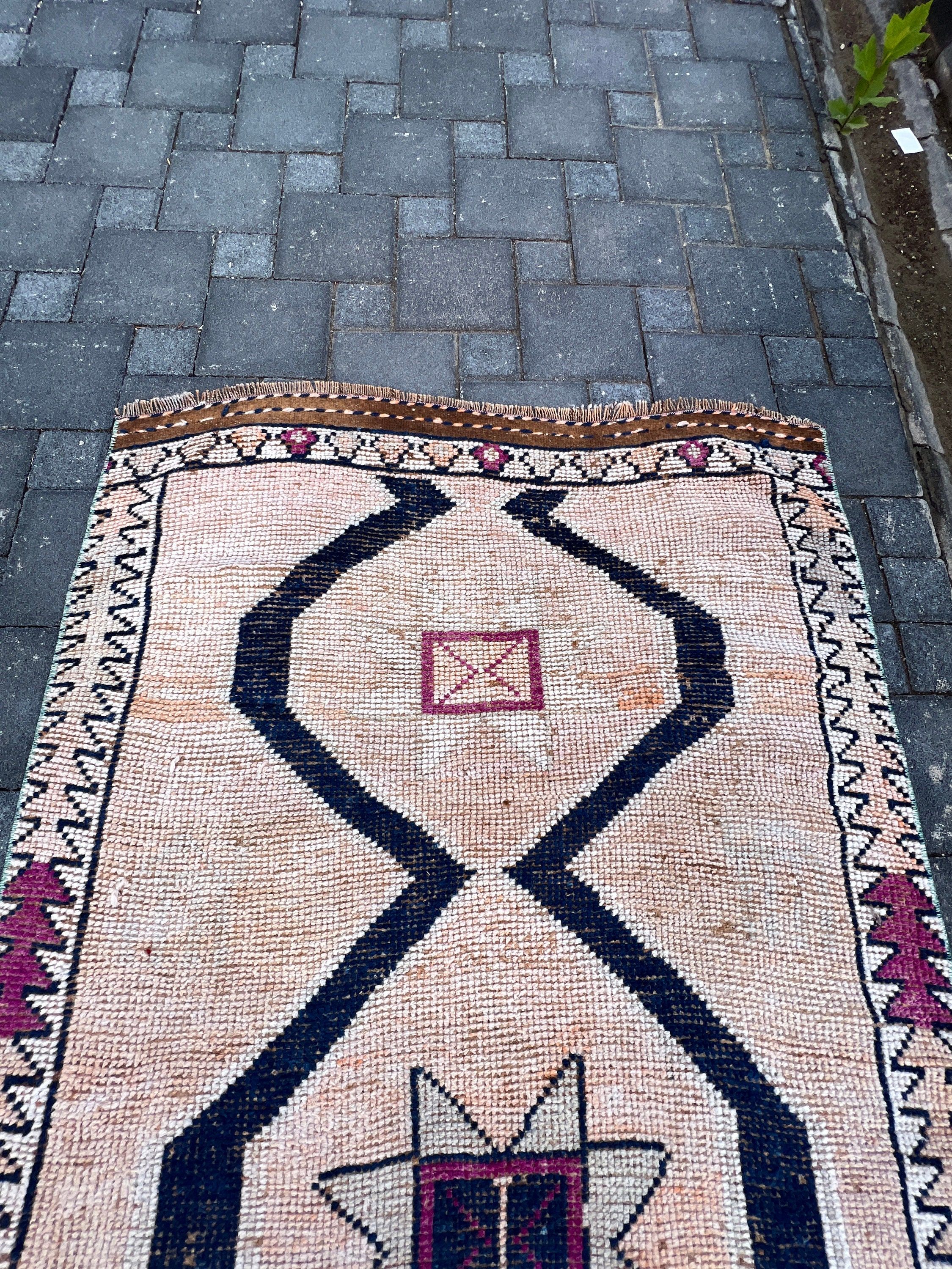 Orange  3.5x11.4 ft Runner Rug, Kitchen Rug, Old Rug, Vintage Rug, Rugs for Hallway, Turkish Rug, Bedroom Rug, Moroccan Rugs