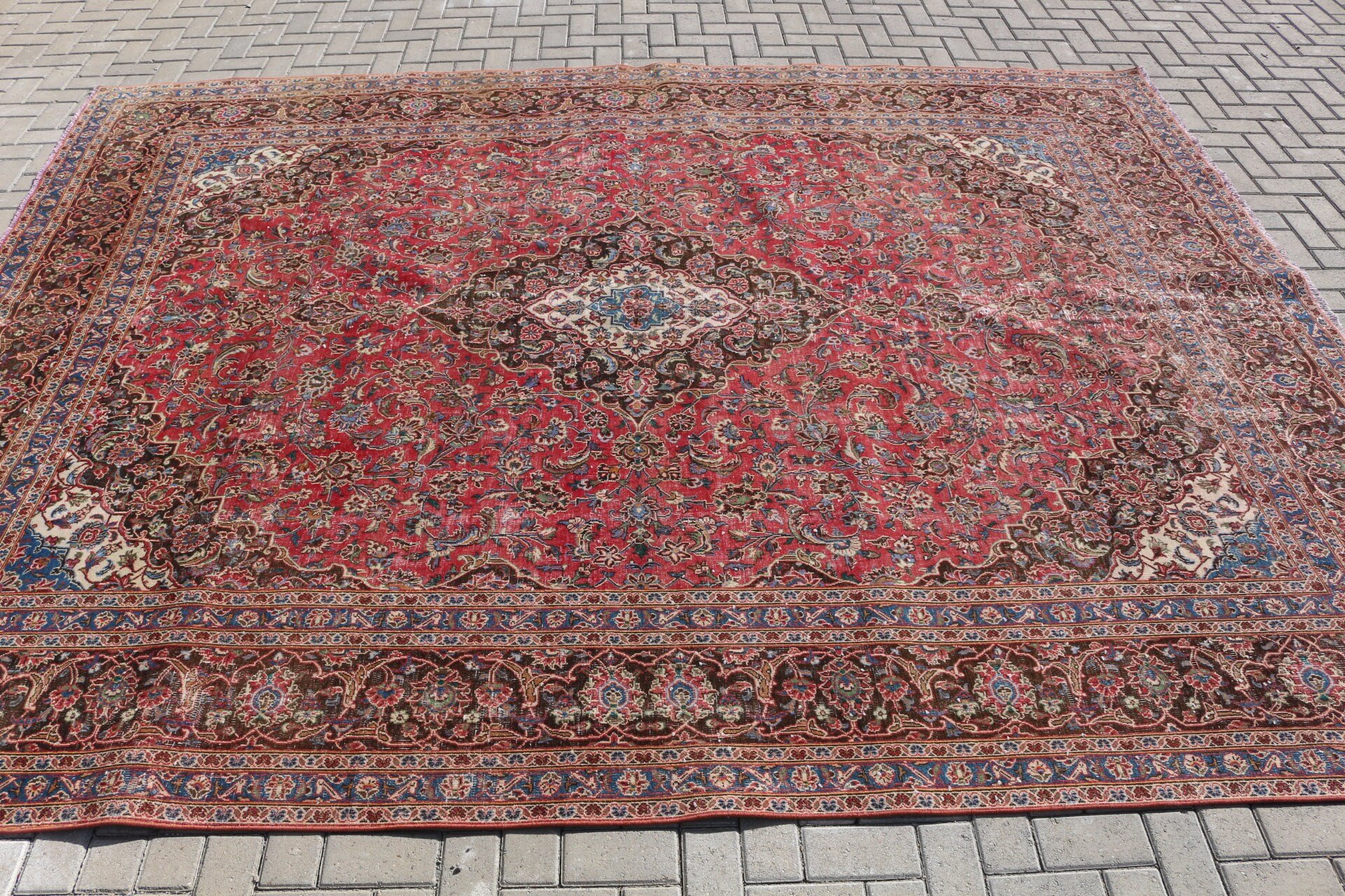 Turkish Rugs, Saloon Rugs, Vintage Rugs, Anatolian Rug, Bright Rug, Living Room Rugs, Cool Rugs, Red Moroccan Rug, 9.4x12.4 ft Oversize Rug