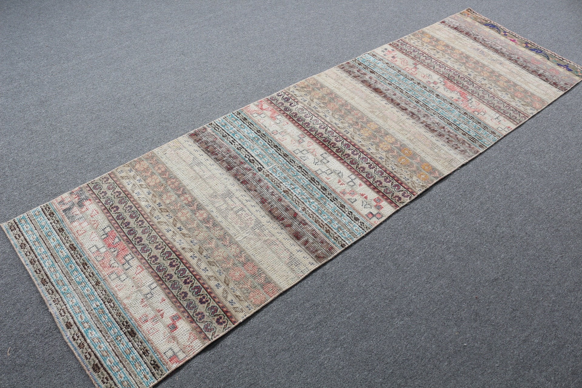 Corridor Rug, Beige Kitchen Rugs, Abstract Rug, 2.4x8.2 ft Runner Rug, Vintage Rug, Home Decor Rugs, Turkish Rug, Hallway Rug