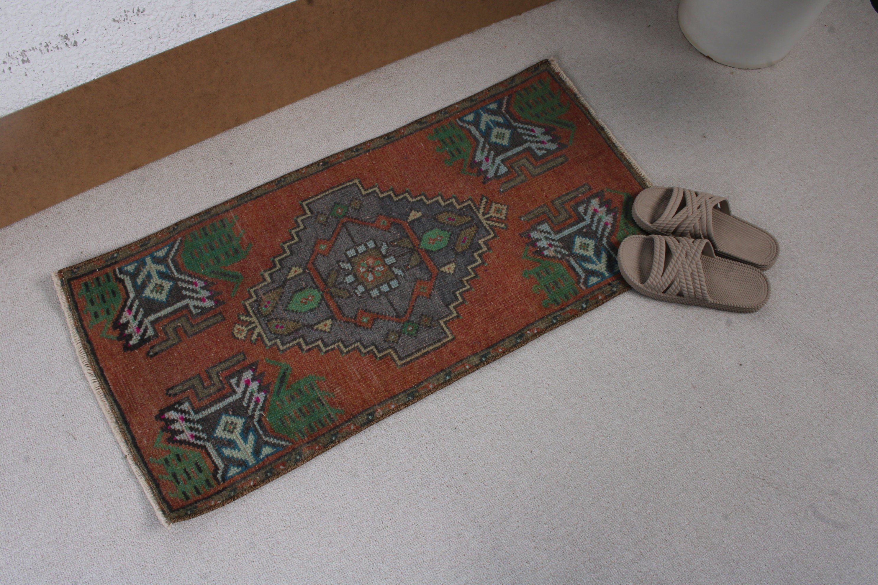 Floor Rugs, Turkish Rugs, Door Mat Rug, Red Oriental Rugs, Anatolian Rug, 1.4x3 ft Small Rugs, Vintage Rugs, Small Area Rugs, Antique Rugs