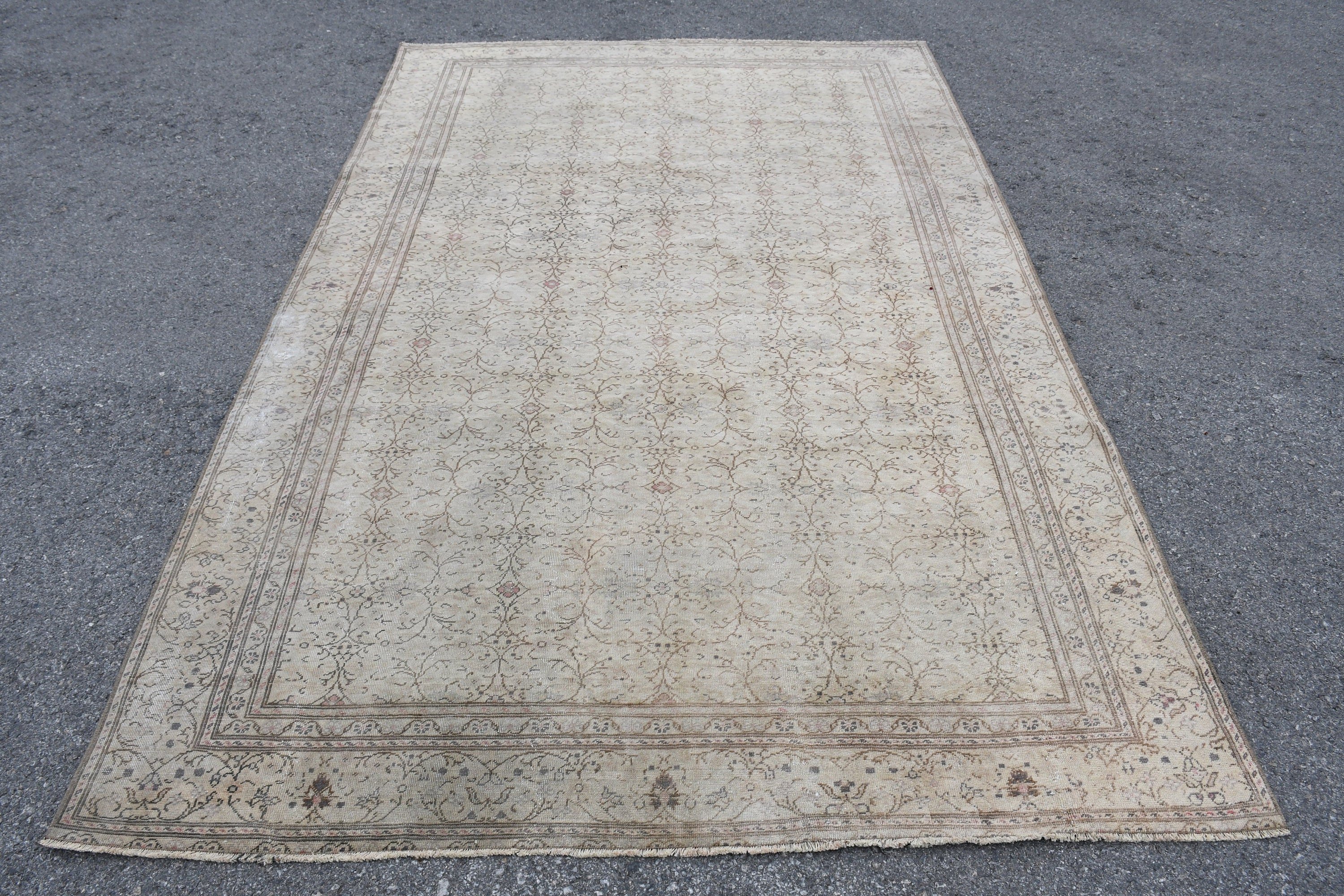 Bedroom Rug, Turkish Rug, Beige Home Decor Rug, Vintage Rug, Moroccan Rug, Dorm Rug, Living Room Rug, Home Decor Rug, 5.9x9.6 ft Large Rug