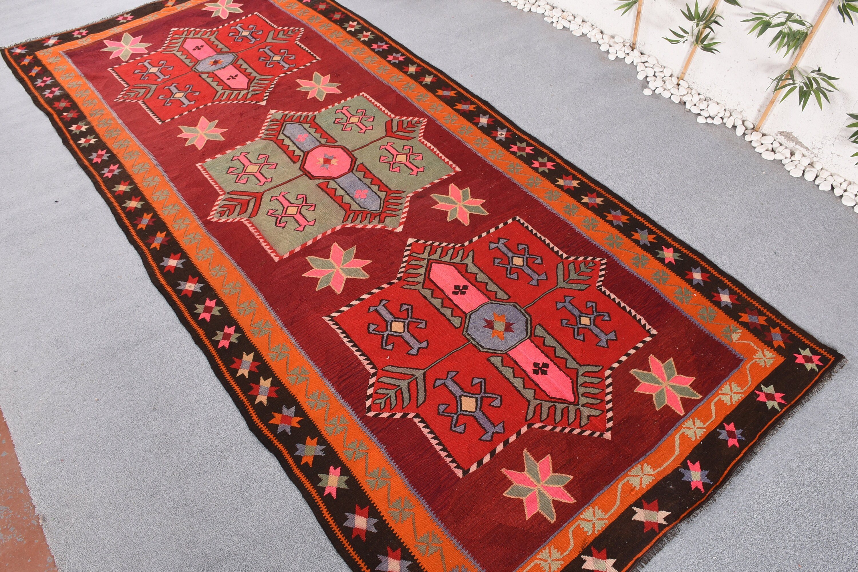 Dining Room Rug, Vintage Rug, 5.6x13 ft Oversize Rug, Red Kitchen Rugs, Salon Rug, Bedroom Rugs, Eclectic Rug, Turkish Rugs