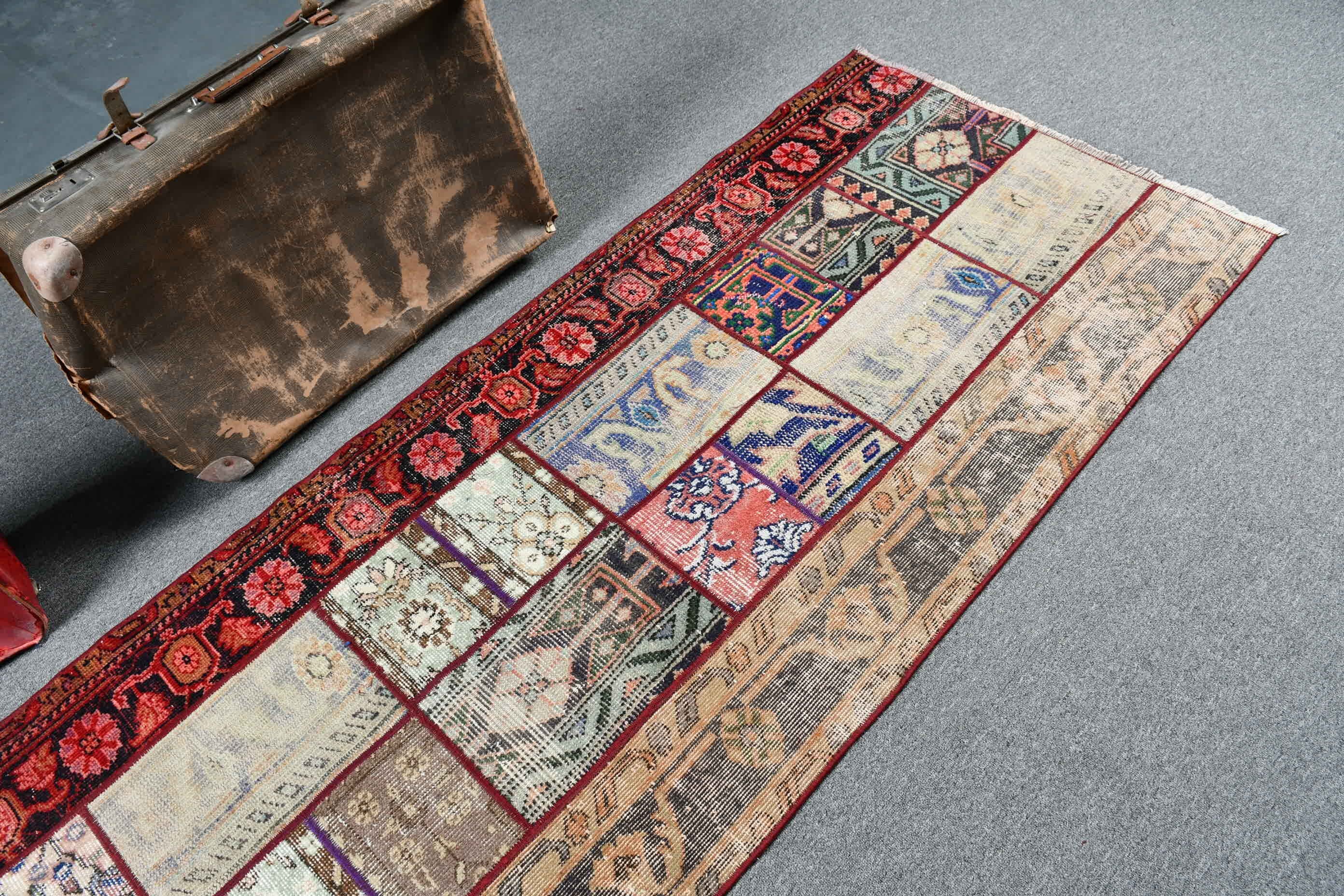 Vintage Rug, Brown Kitchen Rugs, Rugs for Runner, Corridor Rug, Turkish Rug, Old Rug, Antique Rug, 2.8x9.5 ft Runner Rugs, Moroccan Rugs