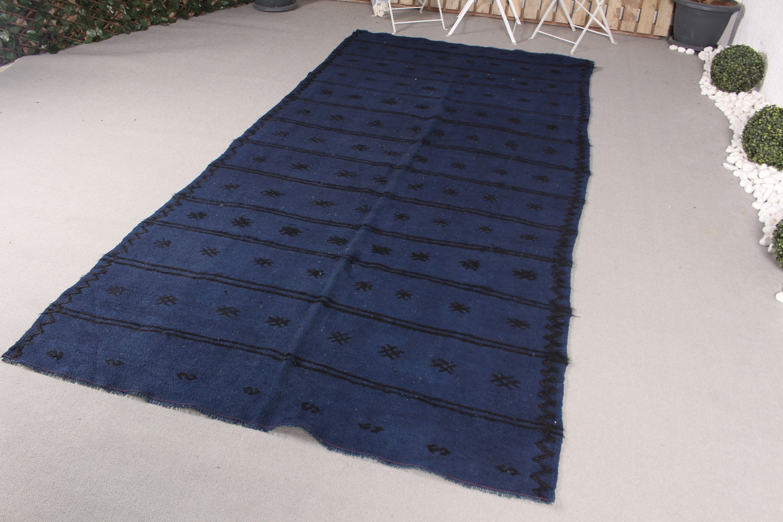 5.1x10.1 ft Large Rug, Anatolian Rug, Turkish Rug, Dining Room Rugs, Bedroom Rug, Vintage Rug, Blue Kitchen Rugs, Natural Rug