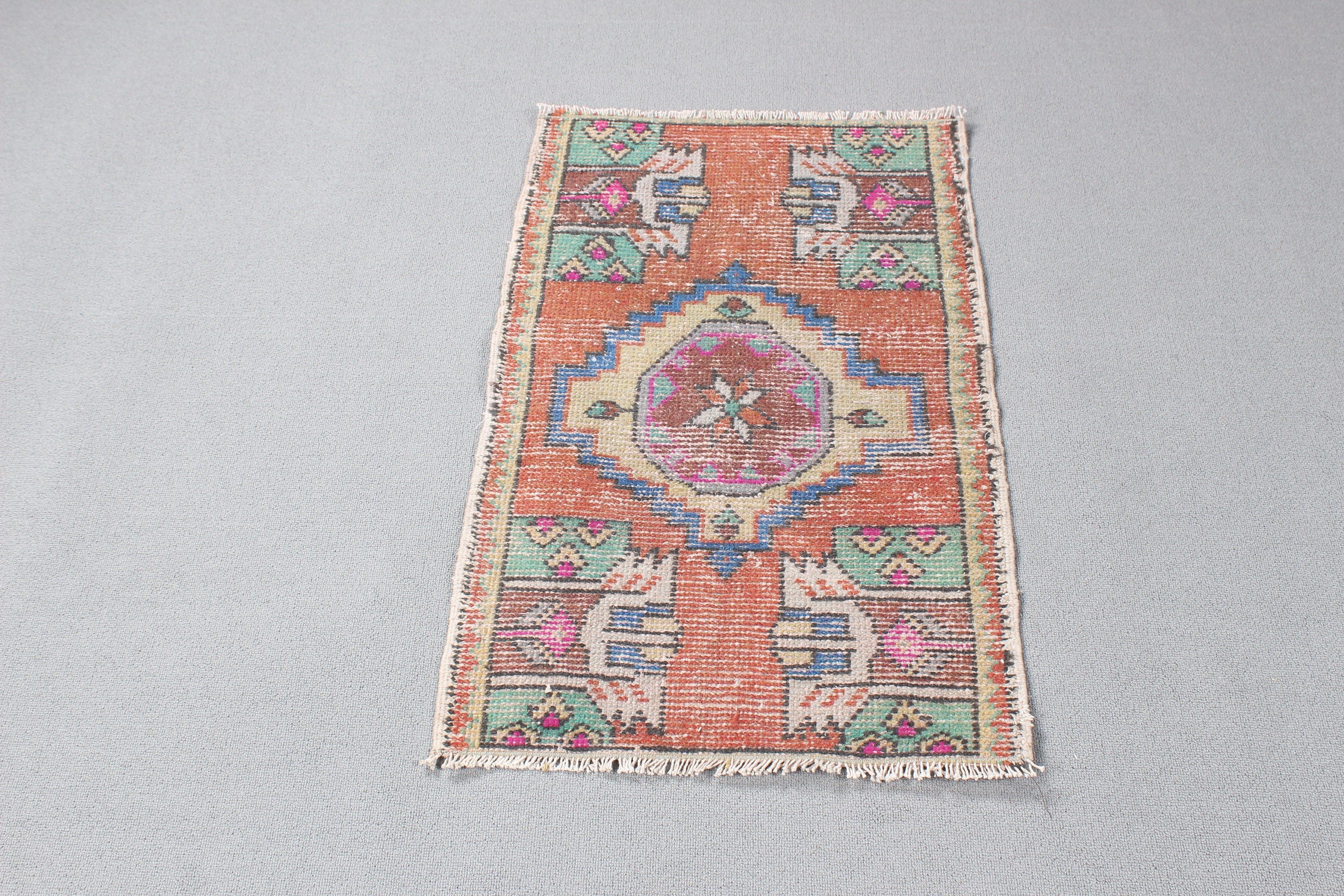 Oriental Rug, Handwoven Rug, 1.8x2.9 ft Small Rug, Turkish Rugs, Small Vintage Rugs, Vintage Rug, Orange Luxury Rug, Entry Rugs, Floor Rug