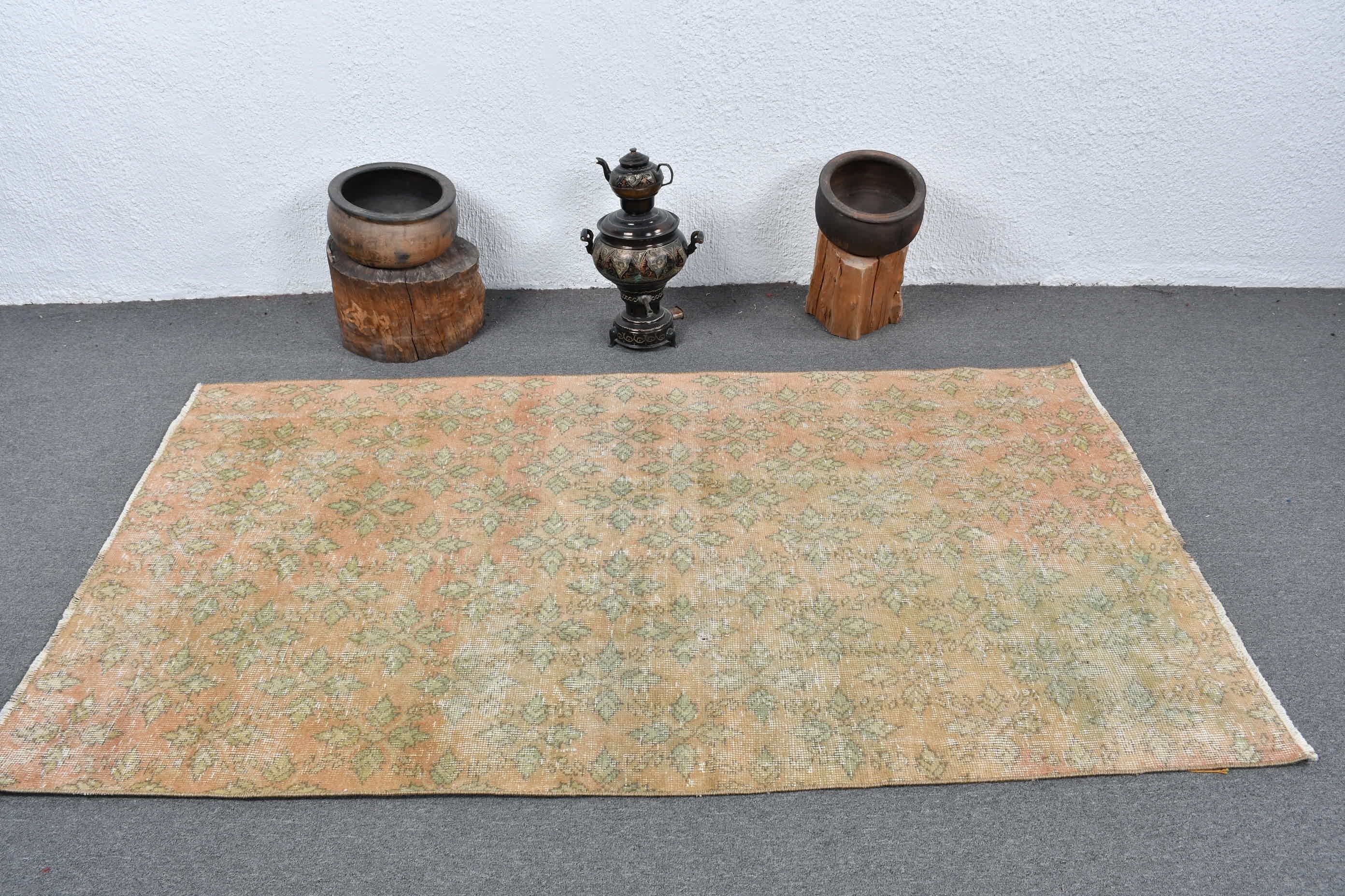 Living Room Rug, 3.7x6.7 ft Area Rug, Tribal Rug, Turkish Rugs, Rugs for Nursery, Orange Bedroom Rug, Antique Rugs, Floor Rugs, Vintage Rug