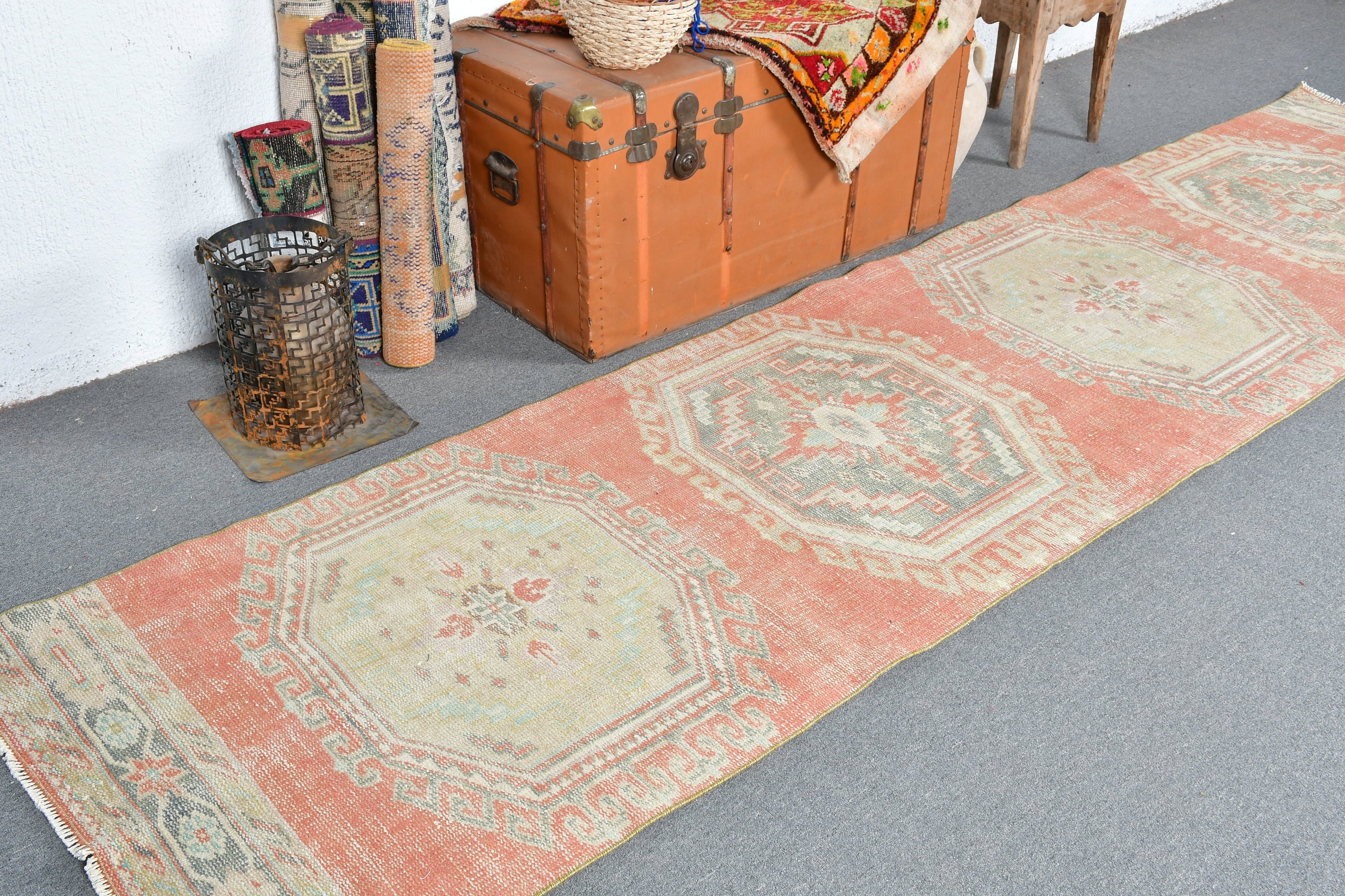 Corridor Rug, Art Rug, Red Bedroom Rug, Stair Rug, Wool Rug, Rugs for Corridor, Cool Rug, Vintage Rug, 2.8x11.5 ft Runner Rug, Turkish Rugs