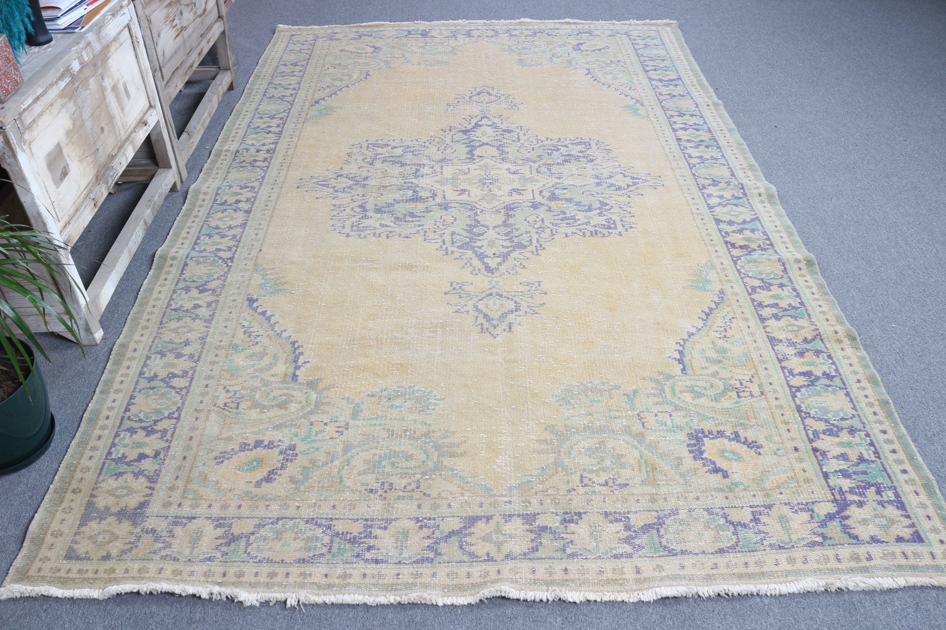 Salon Rugs, 6.1x9.7 ft Large Rugs, Antique Rugs, Turkish Rug, Bedroom Rug, Yellow Kitchen Rug, Rugs for Salon, Moroccan Rug, Vintage Rug