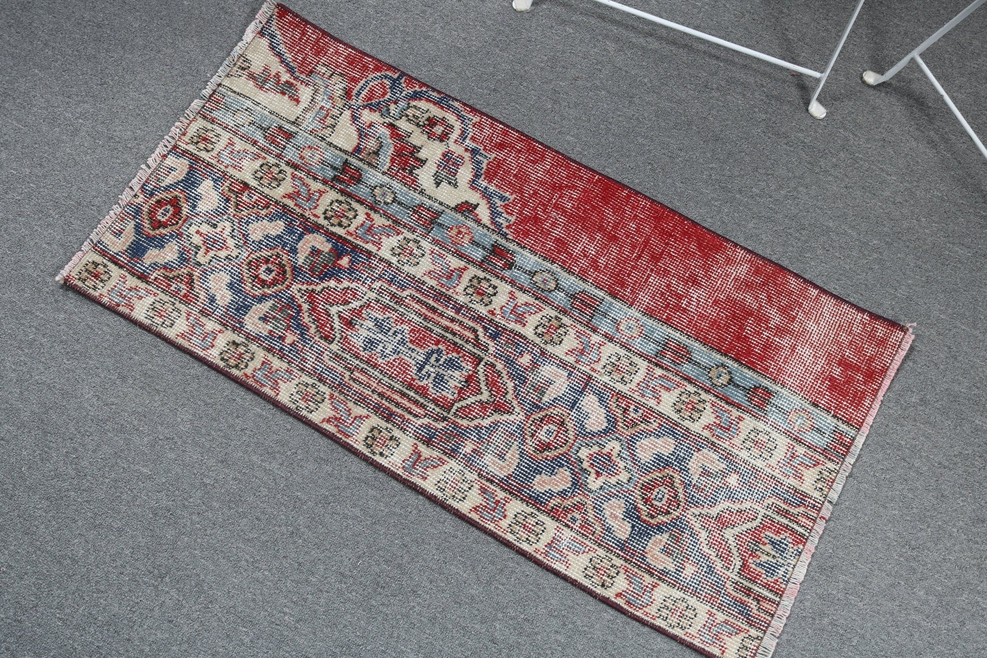 Boho Halı, 1.6x3.2 ft Küçük Halılar, Vintage Halı, Yatak Odası Halısı, Mavi Modern Halı, Duvara Asılı Halılar, Geometrik Halılar, Türk Halısı, Lüks Halılar