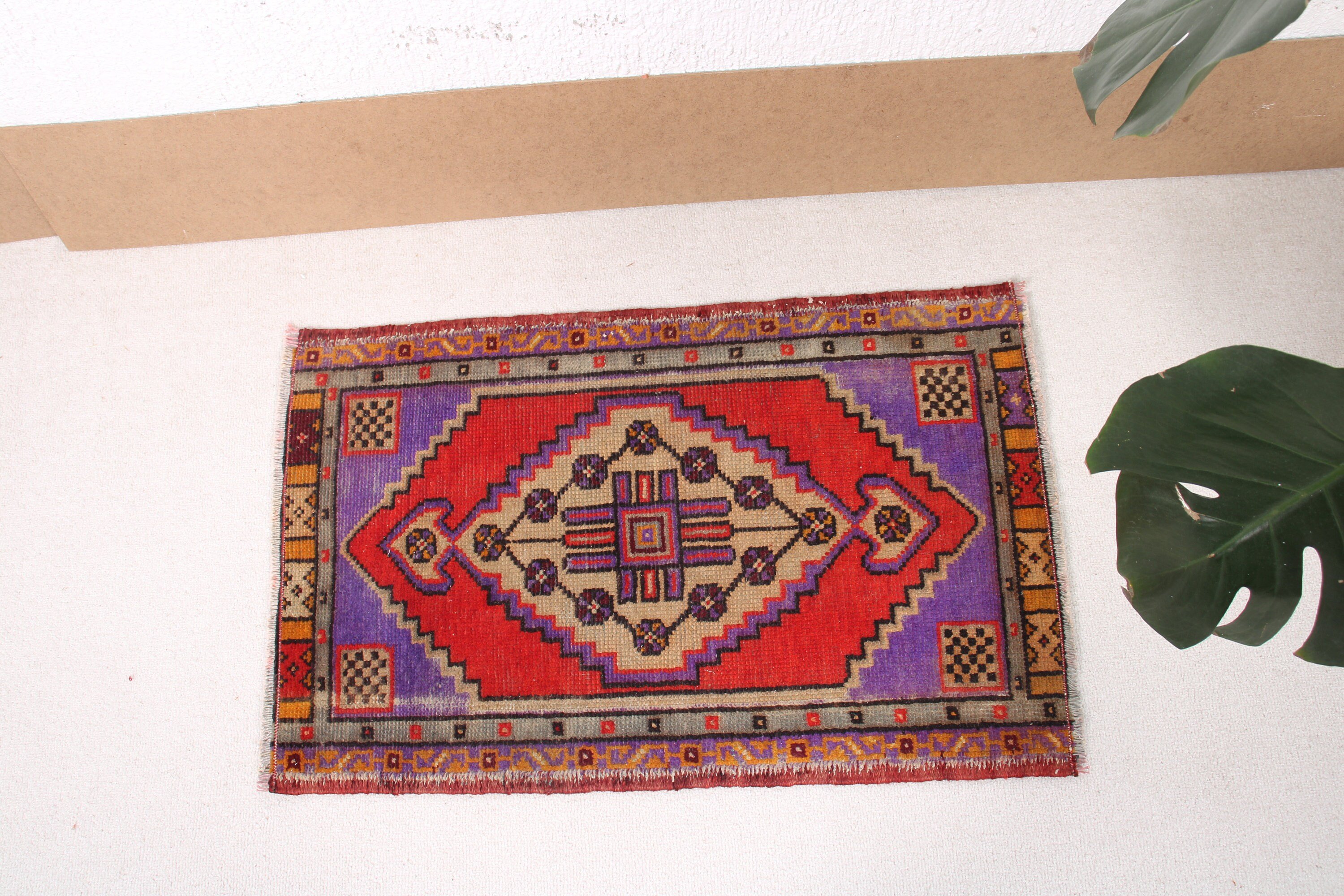 Anatolian Rug, Door Mat Rug, Vintage Rug, Turkish Rugs, Red Handwoven Rugs, Wool Rug, Small Area Rugs, 1.6x2.5 ft Small Rug, Office Rug